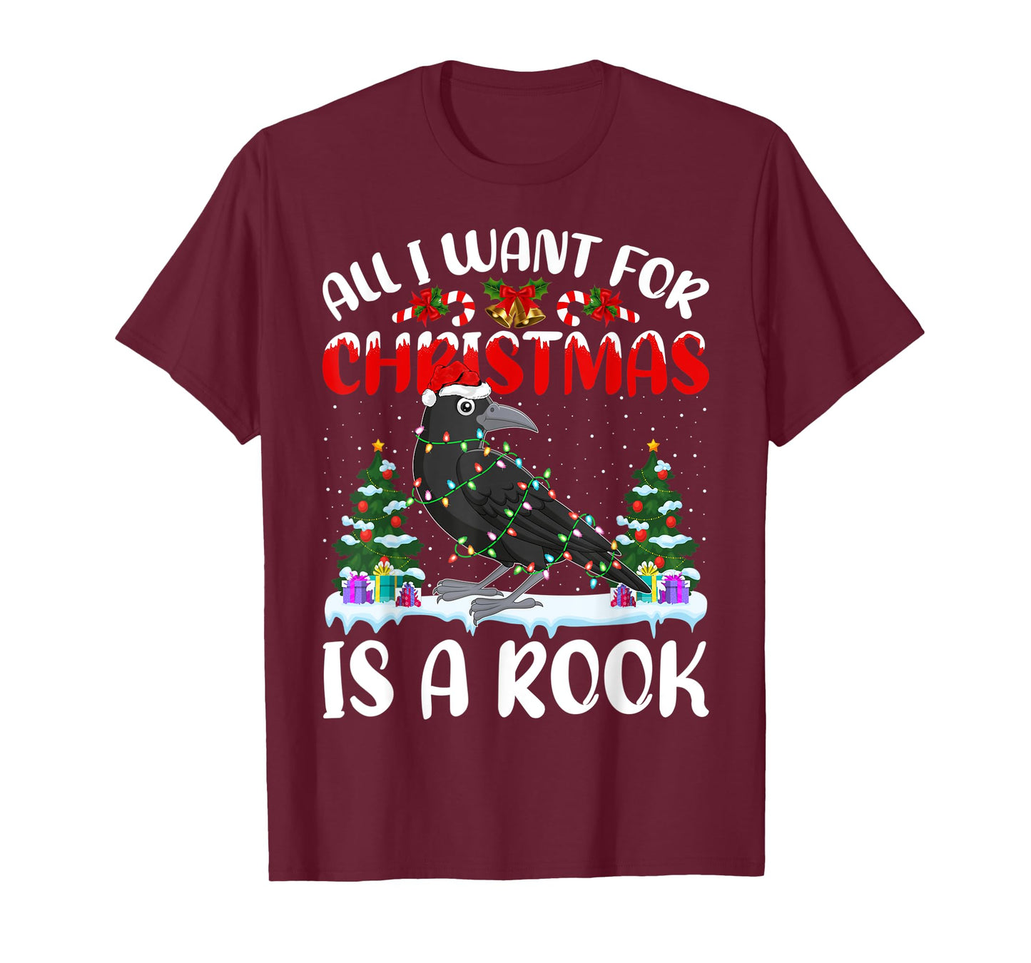 Funny Santa Hat All I Want For Christmas Is A Rook Bird T-Shirt