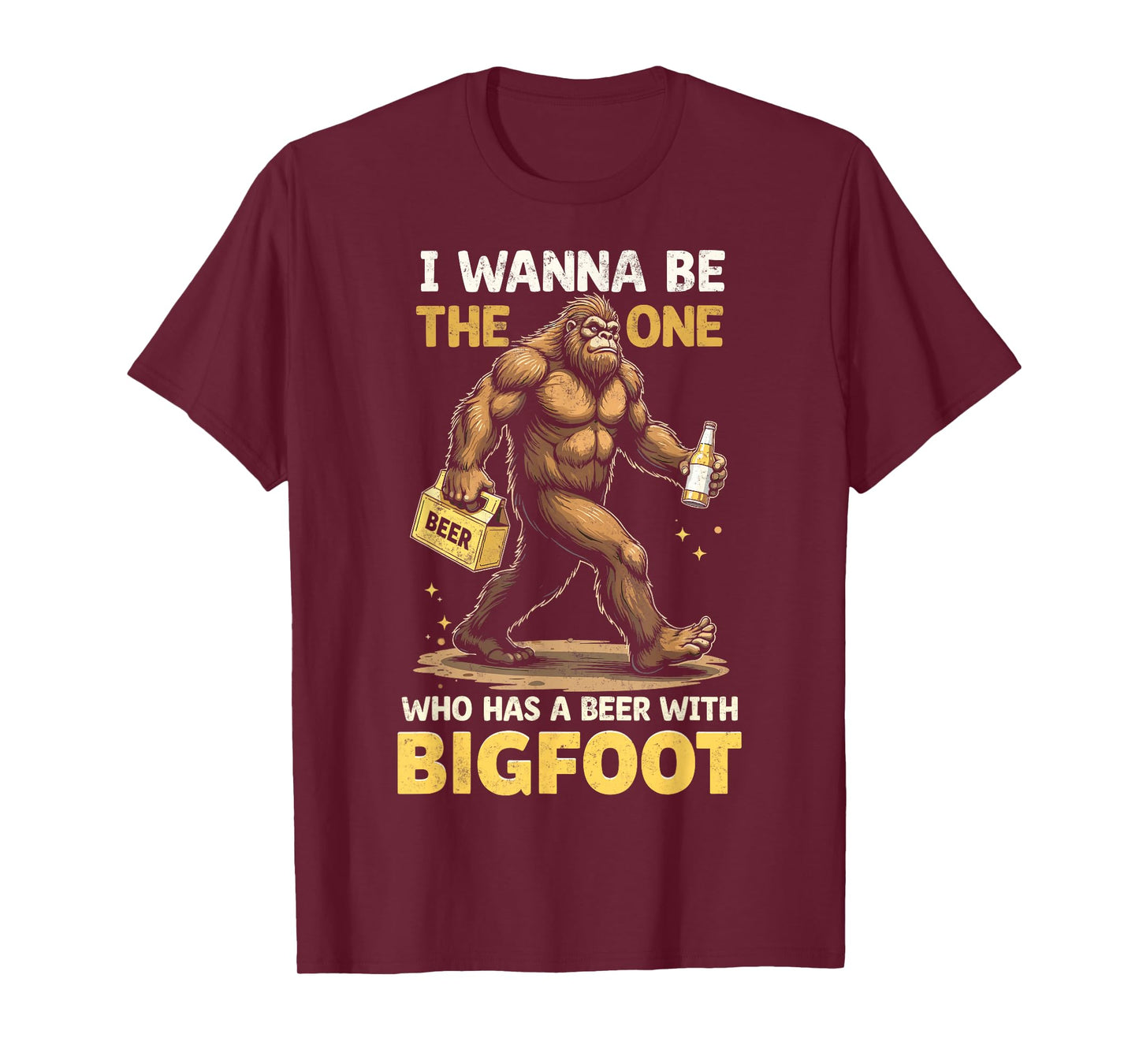 Funny Beer With Bigfoot Sasquatch Beer Lover Drinking Party T-Shirt