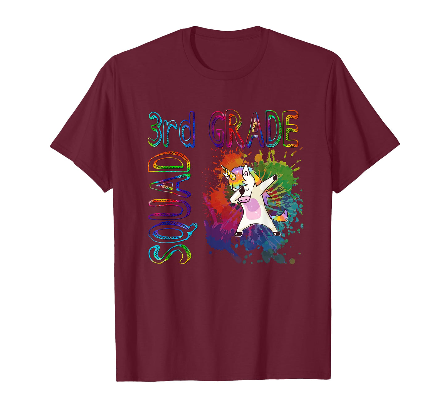 3rd Grade Squad Third Grade Dabbing Unicorn Tie Dye Design T-Shirt
