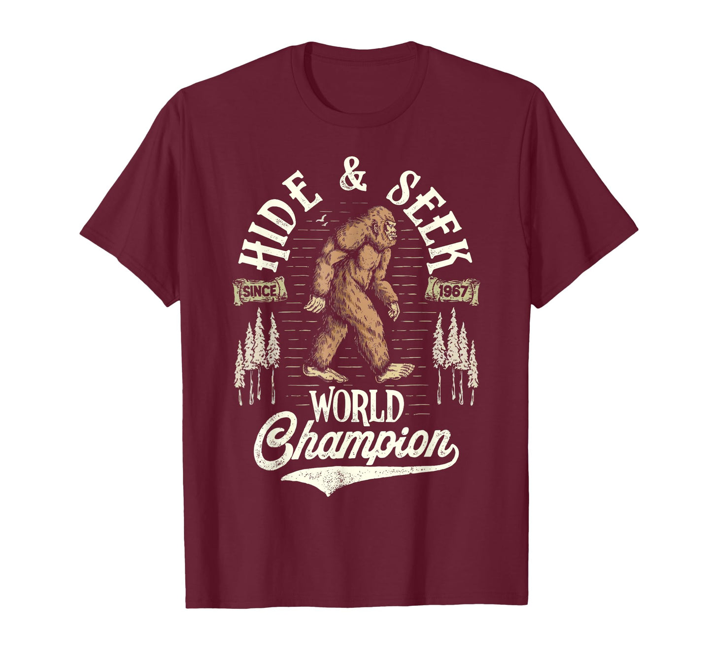 Bigfoot Hide And Seek World Champion Sasquatch Retro Vintage T-Shirt