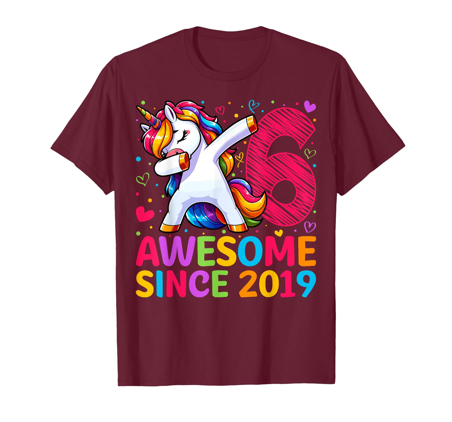6 Year Old Unicorn Dabbing 6th Birthday Girl Party T-Shirt
