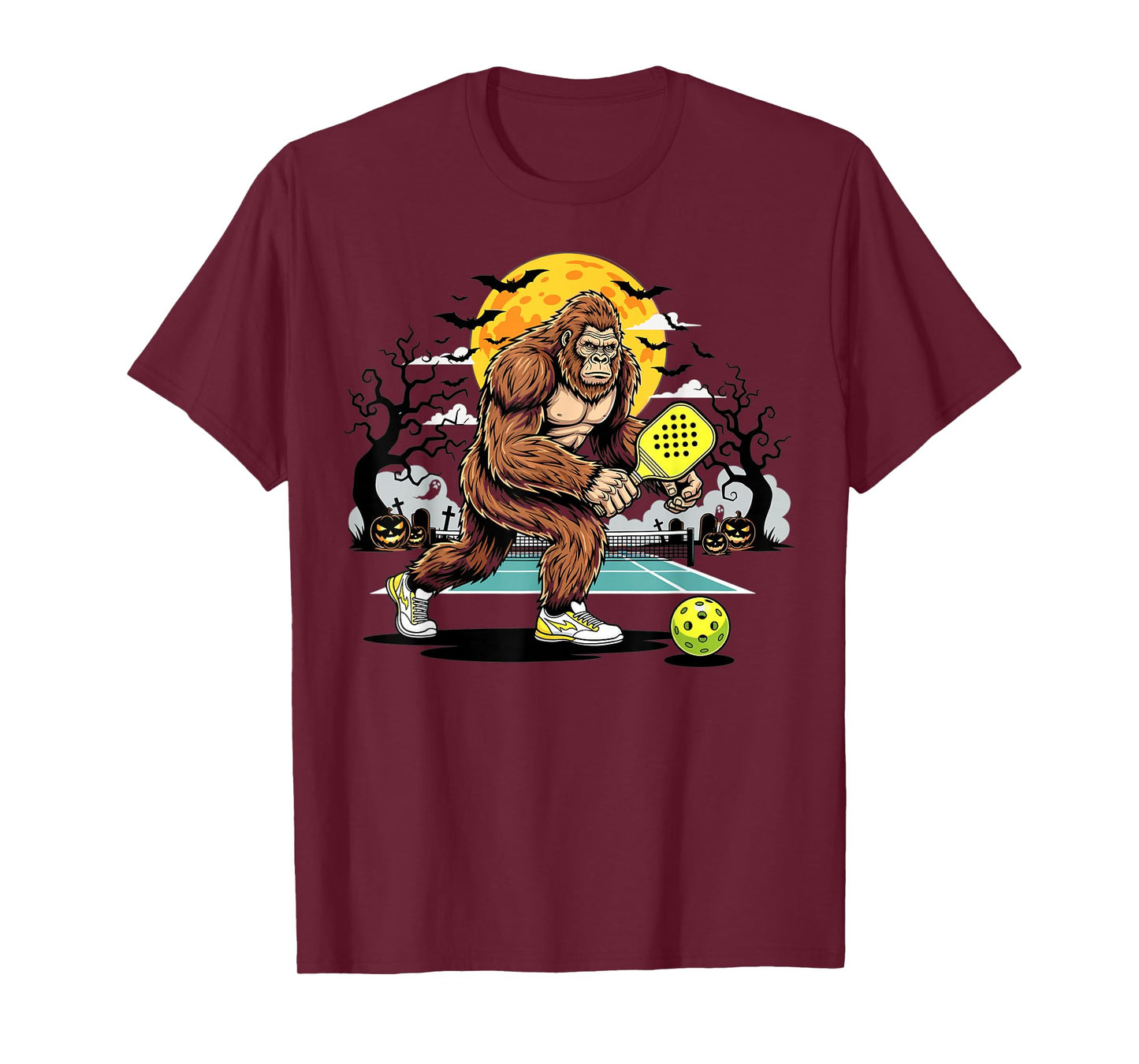 Bigfoot Halloween Pickleball Monster Costume T-Shirt