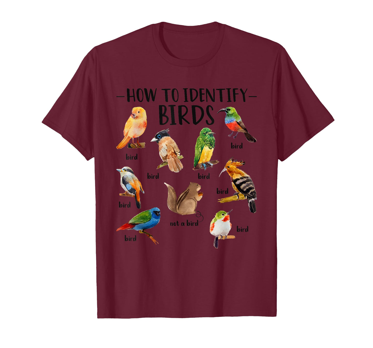 How To Identify Birds Squirrel Funny Bird Lover Birdwatcher T-Shirt