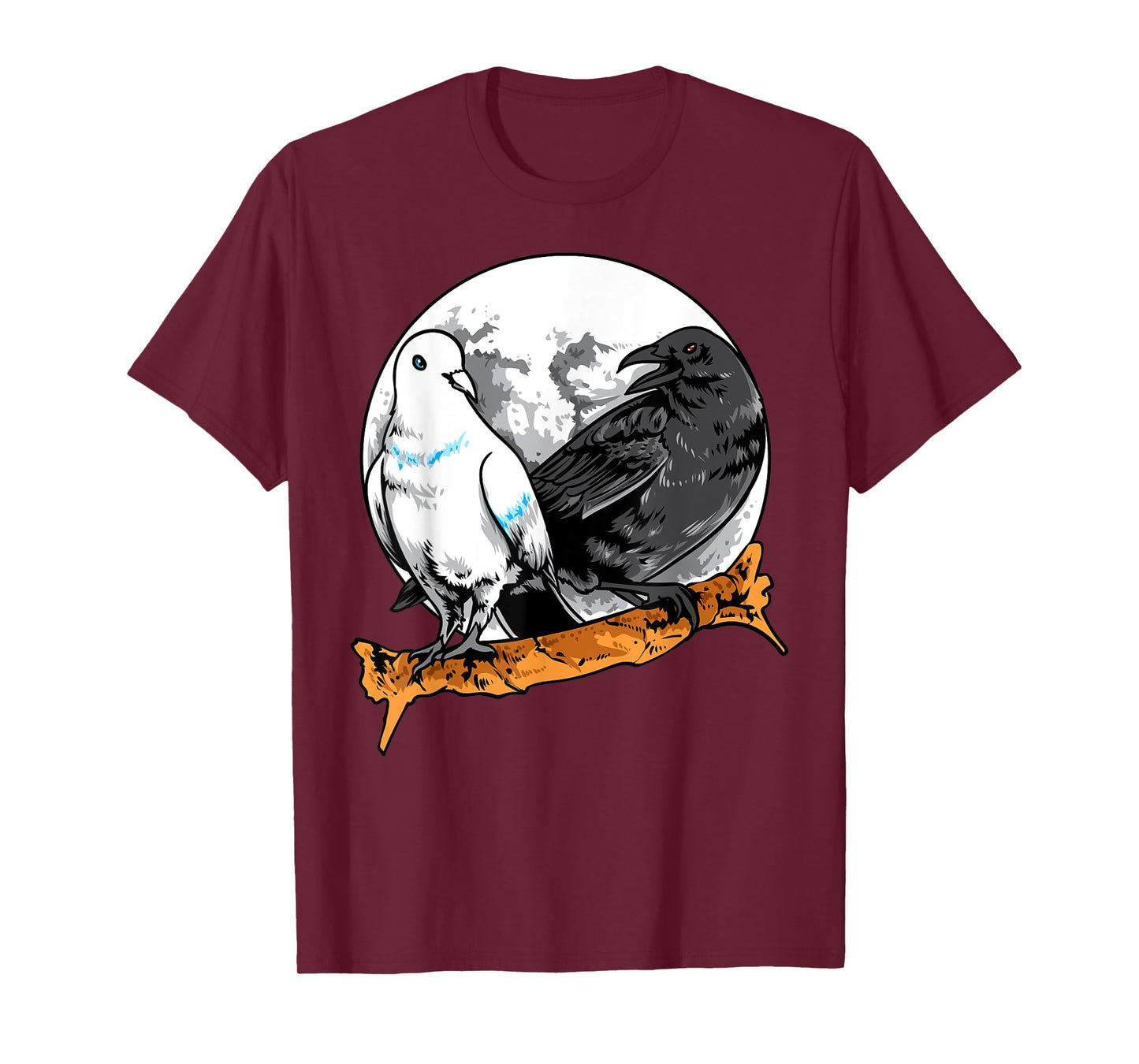 Dove and Crow Ying Yang Raven Birds Spirit Animals Moon T-Shirt