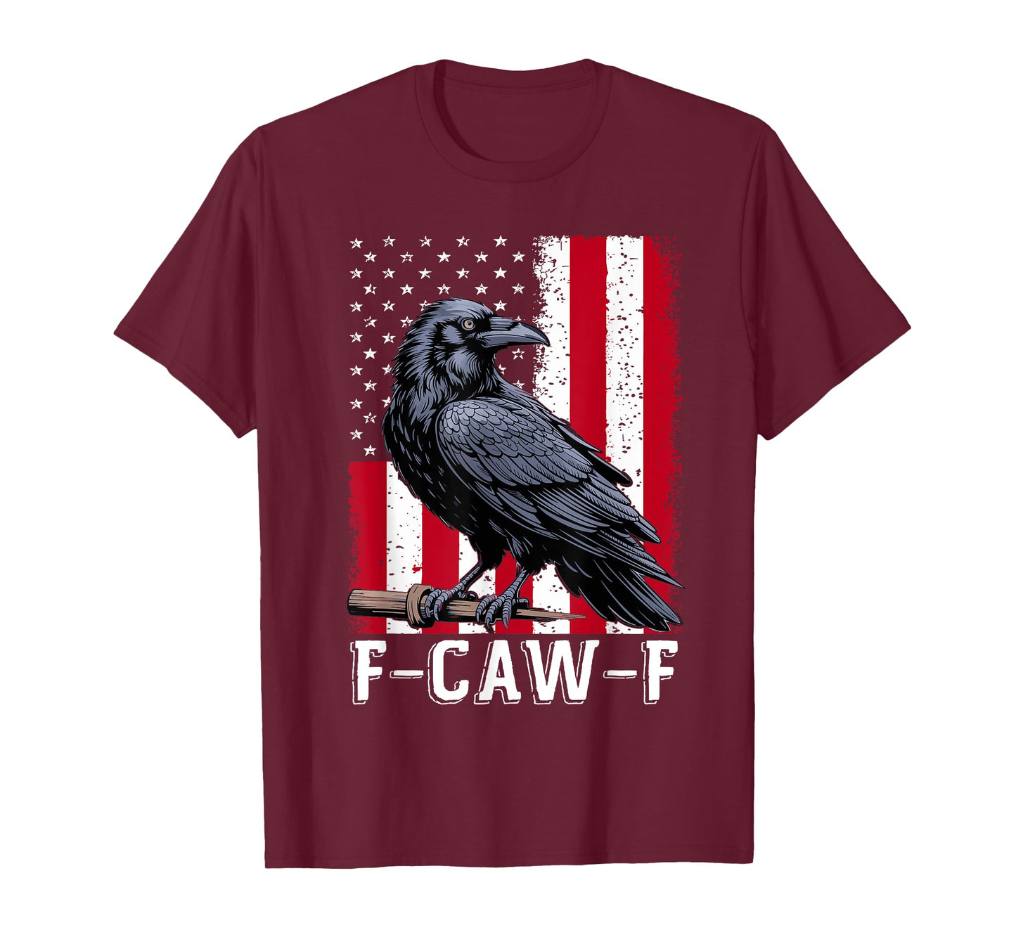 F-Caw-F Black Crow Black Bird Retro USA Flag Vintage F-Caw-F T-Shirt