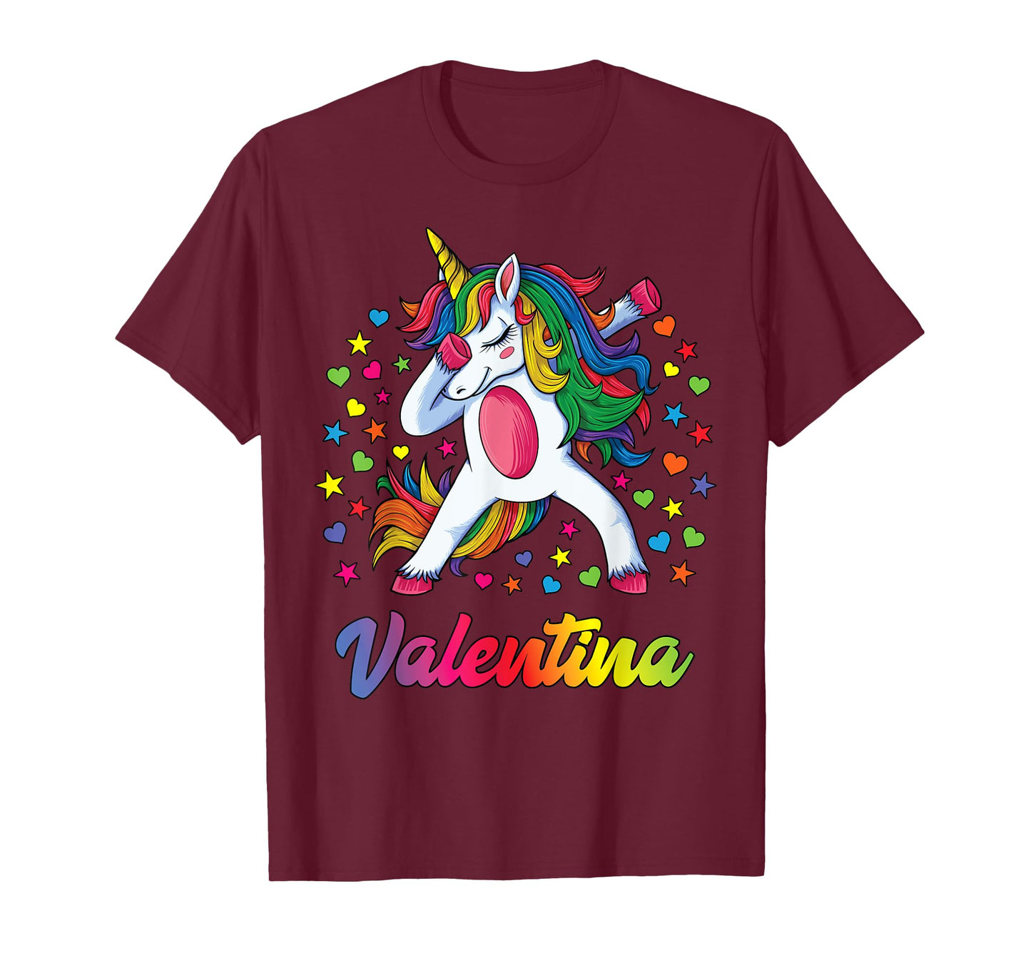 Valentina Dabbing Unicorn Rainbow Personalized Name Custom T-Shirt
