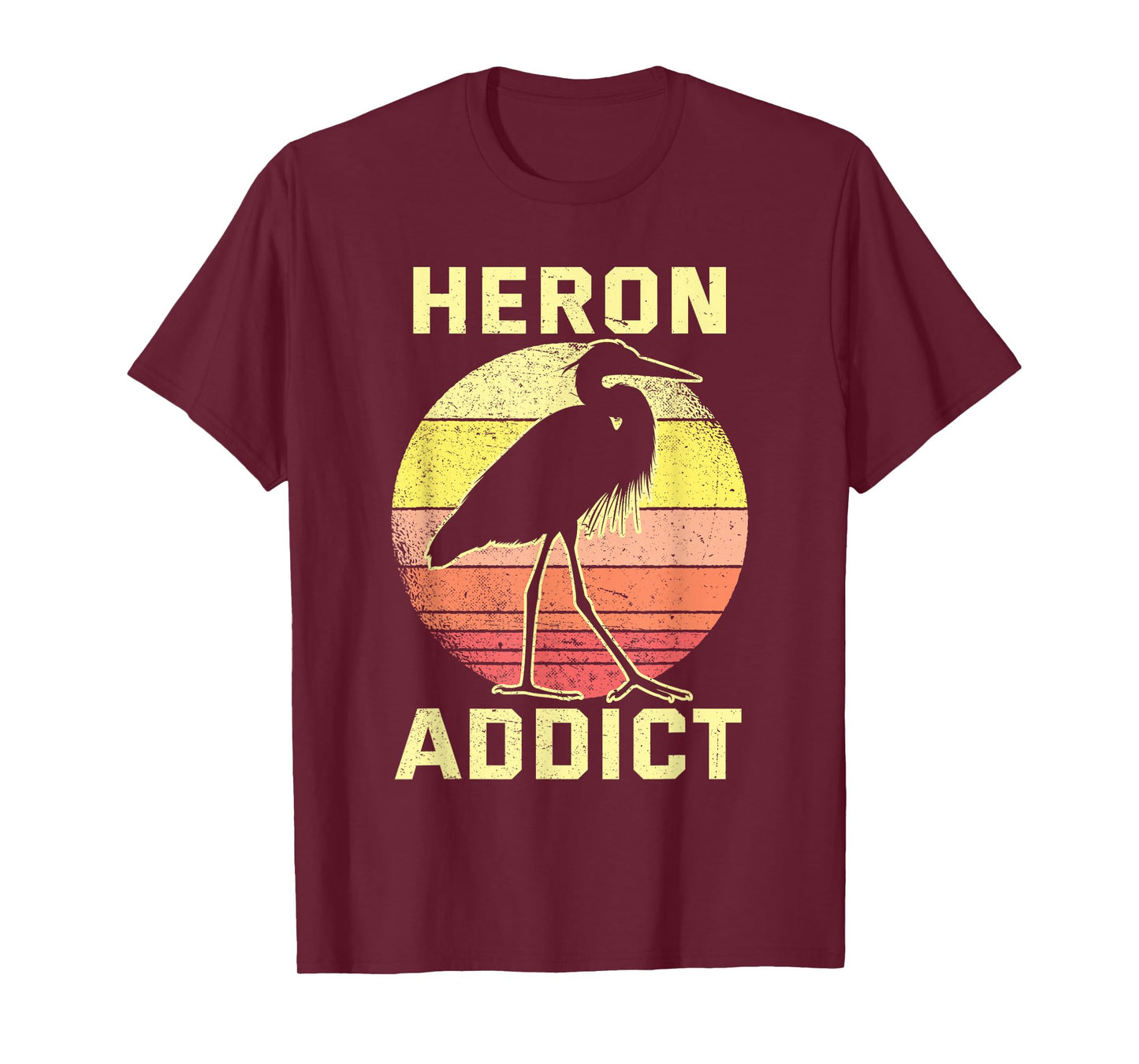 Retro Birding Heron Addict Blue Heron T-Shirt