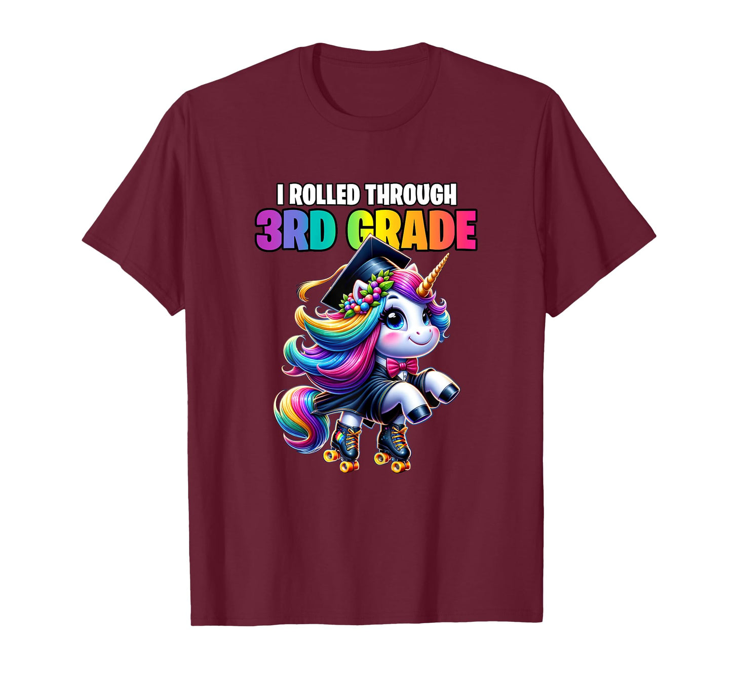 Graduation 3rd Grade Unicorn Roller Skate Girls Grad T-Shirt