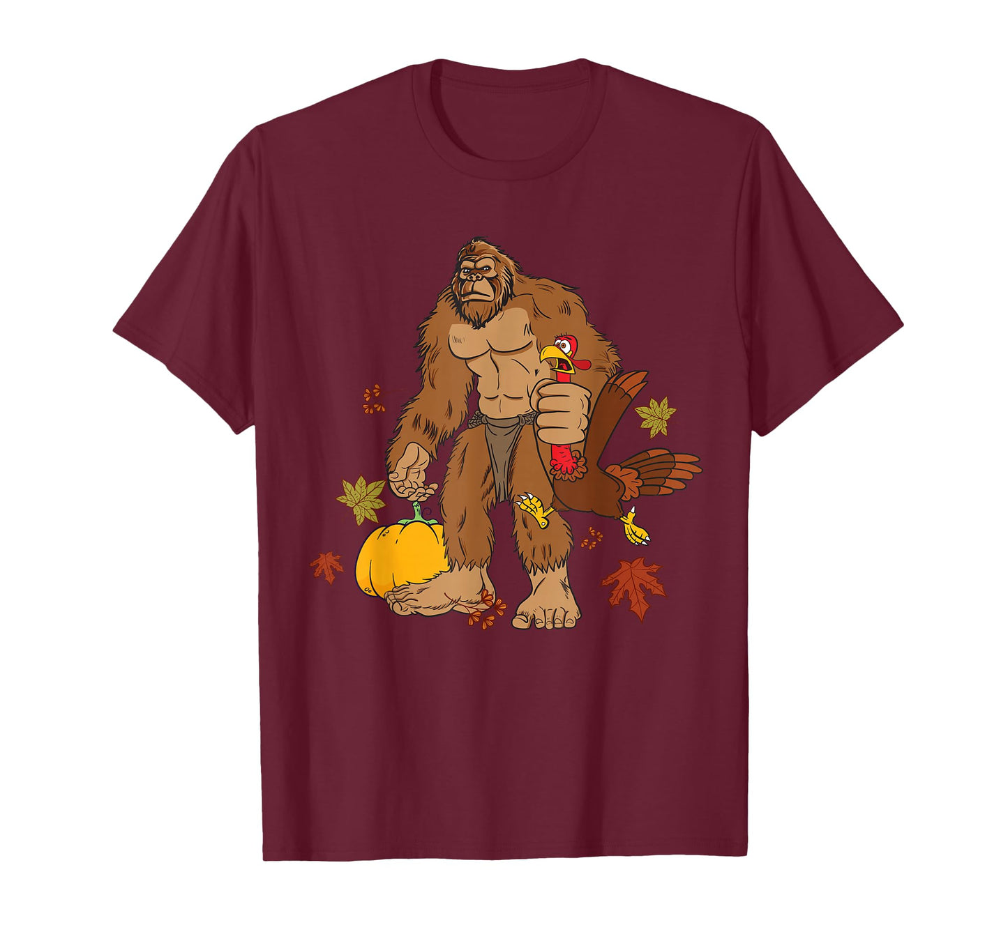 Bigfoot Pilgrim Turkey Pumpkin Thanksgiving Day Boys Men T-Shirt
