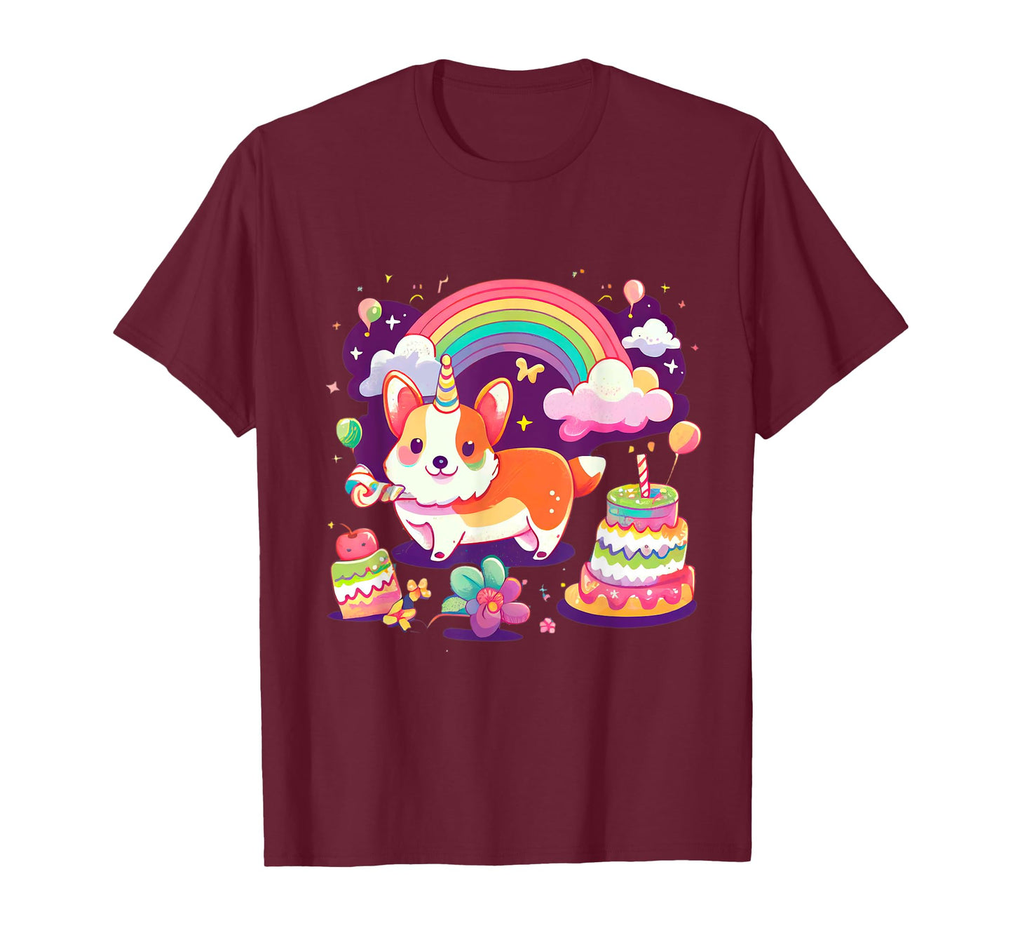 Corgi Unicorn Rainbow Cake T-Shirt