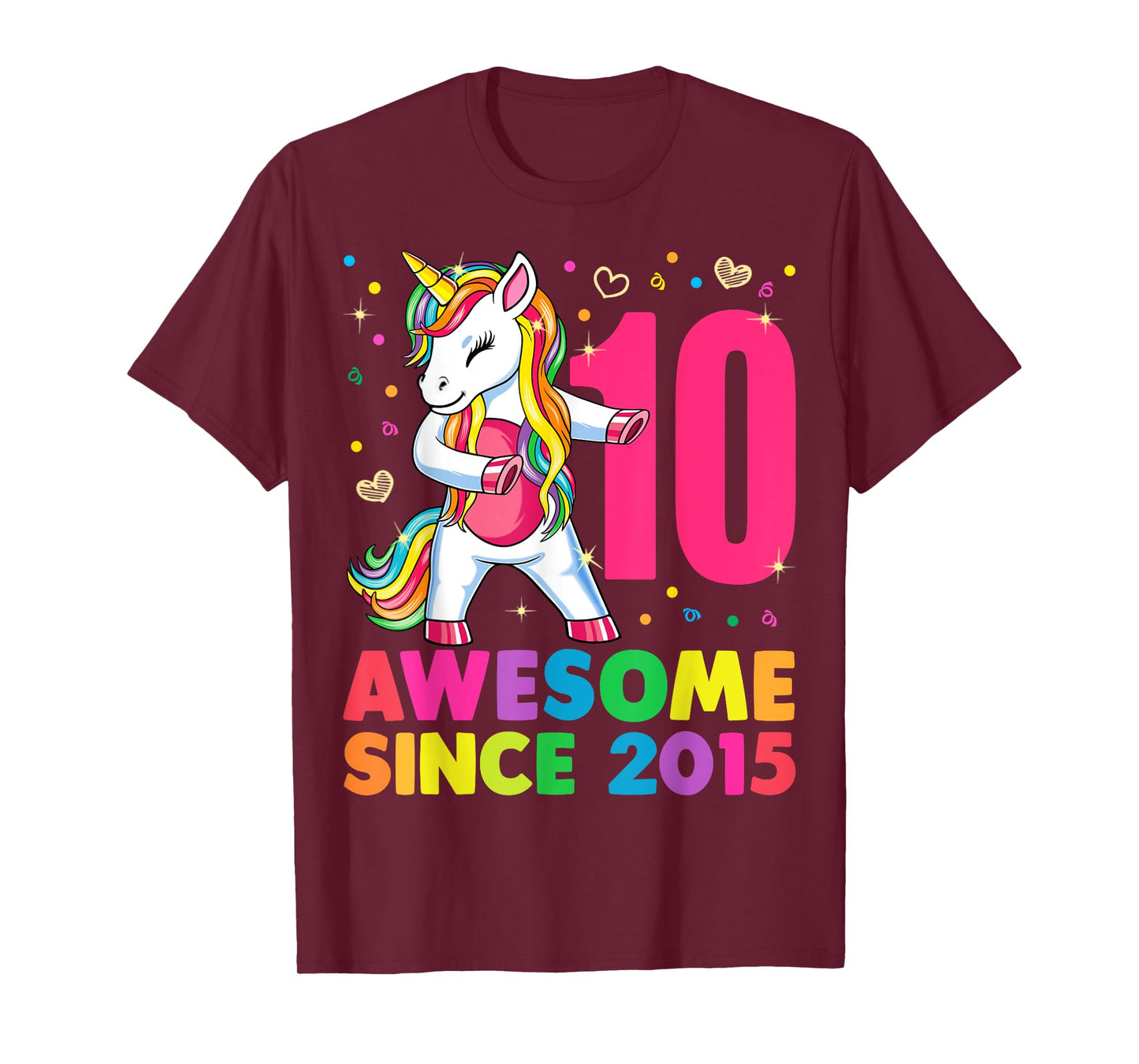 10 Years Old Unicorn Flossing 10th Birthday Girl Gift Party T-Shirt