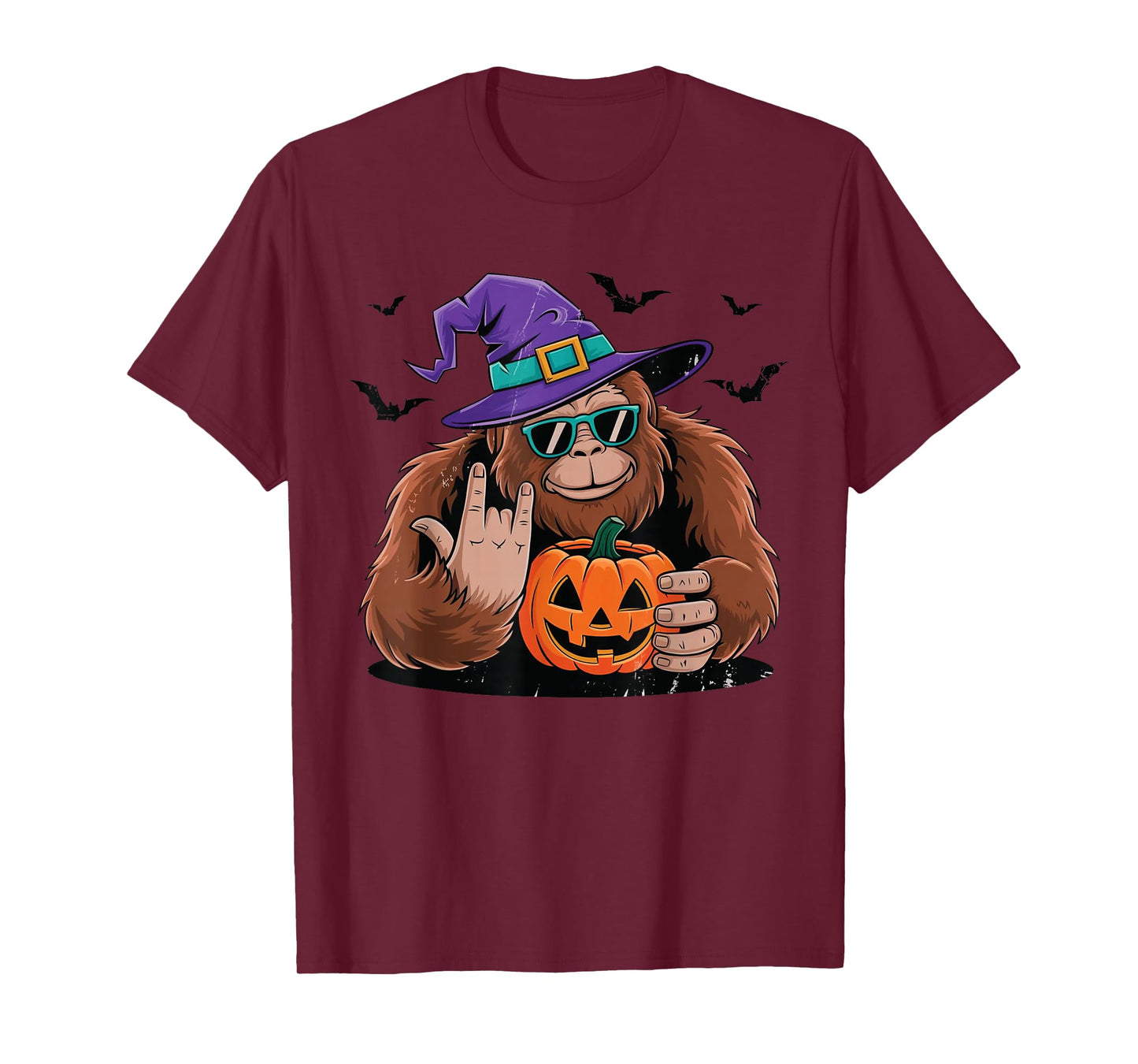 Halloween Bigfoot Sasquatch Witch Pumpkin Funny Rock Spooky T-Shirt