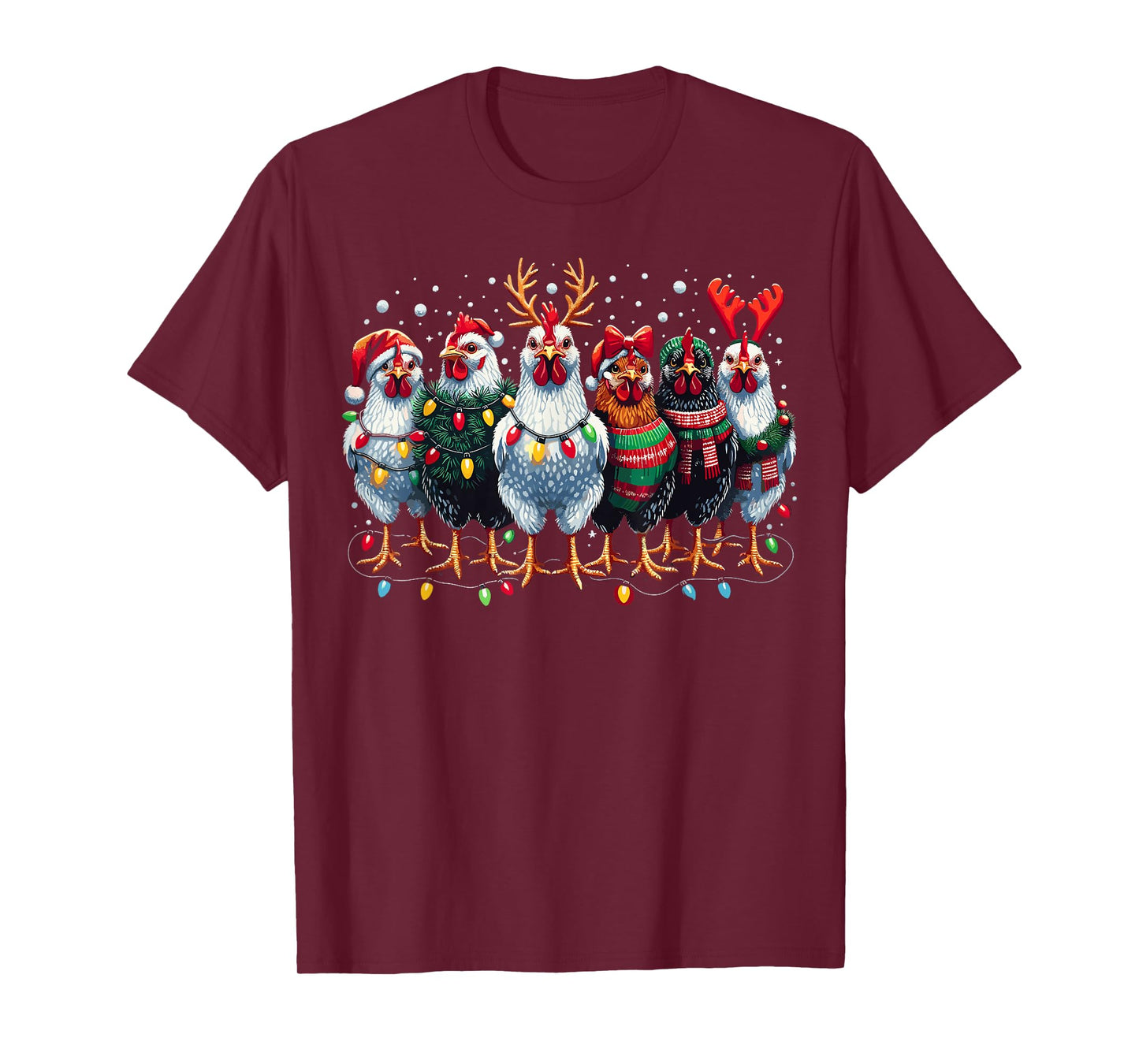 Chicken Christmas Lights Farm Xmas T-Shirt
