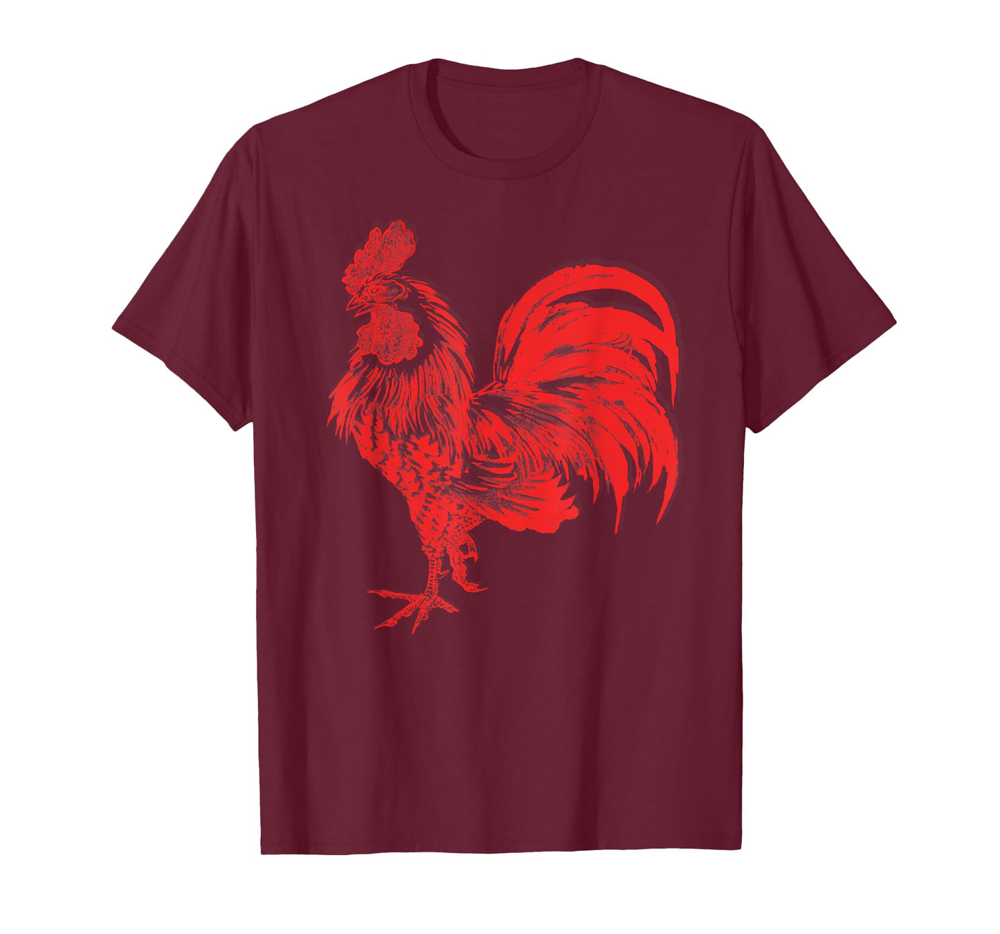 Men's Red Rooster Shirt Cocky Vintage Rooster Tee T-Shirt