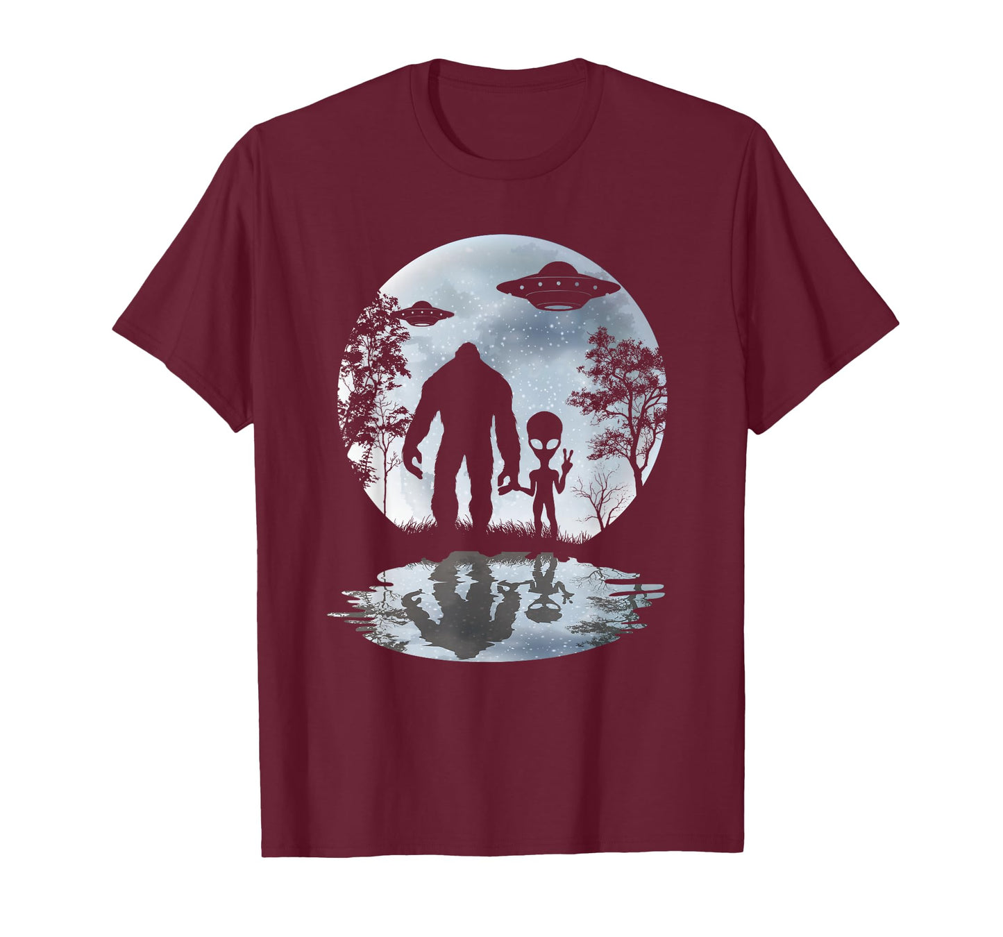 Alien Bigfoot Moon Sasquatch UFO Extraterrestrial Men women T-Shirt