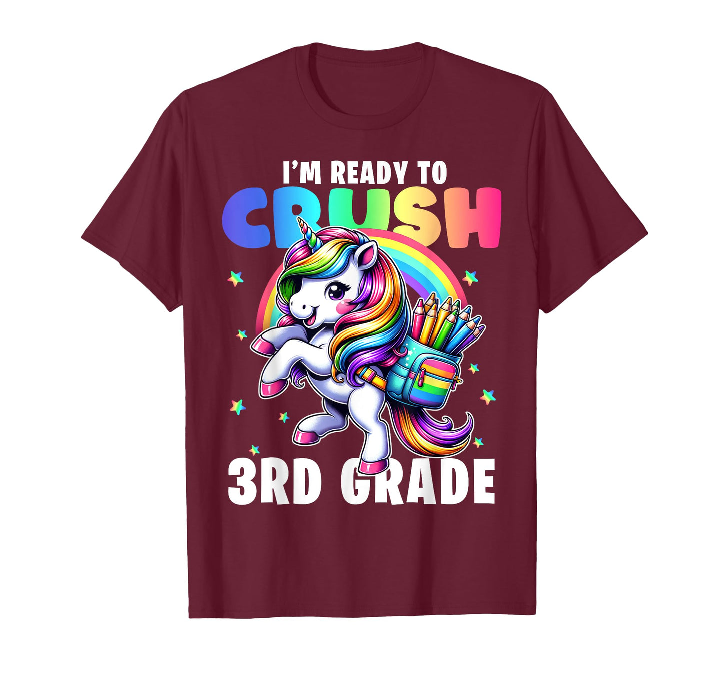 Crush 3rd Grade Girls Back to School Unicorn First Day Cute T-Shirt