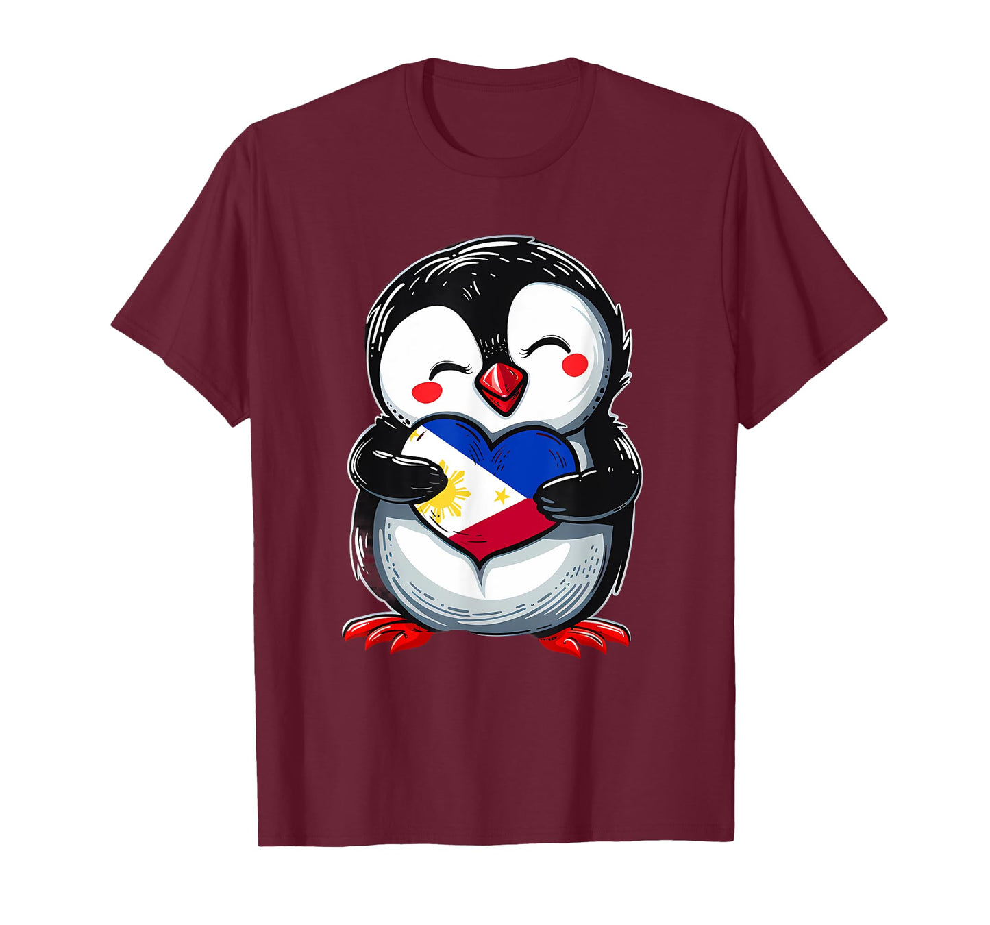Philippines Flag Heart Penguin Filipino Pride Filipino Roots T-Shirt