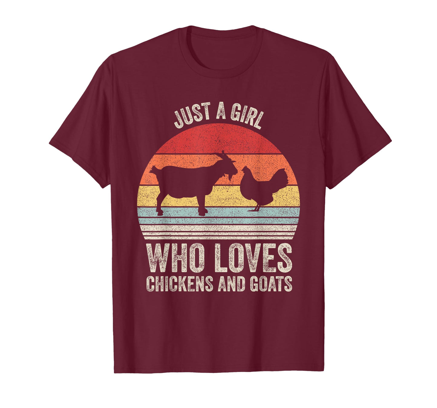 Retro Just A Girl Who Loves Chickens And Goats Farmer Girl T-Shirt