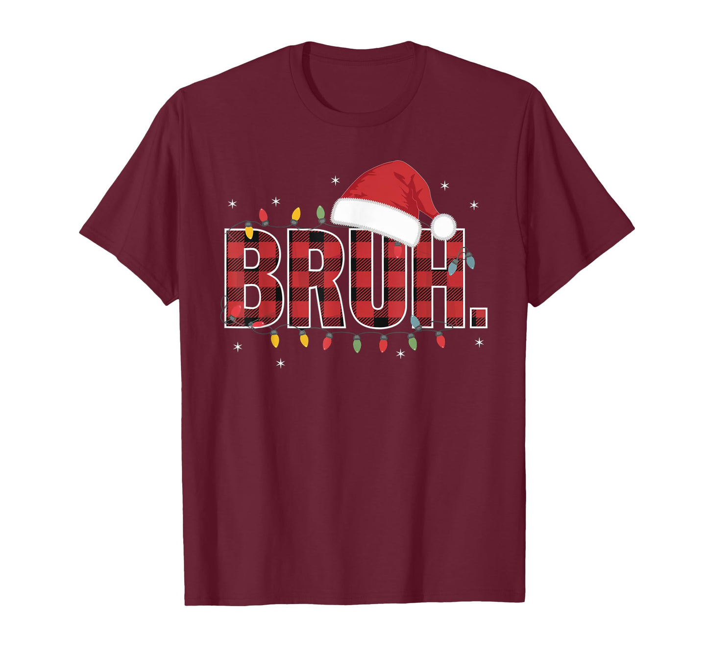 Bruh Funny Christmas Plaid Teens Boys Kids Xmas Pajamas T-Shirt