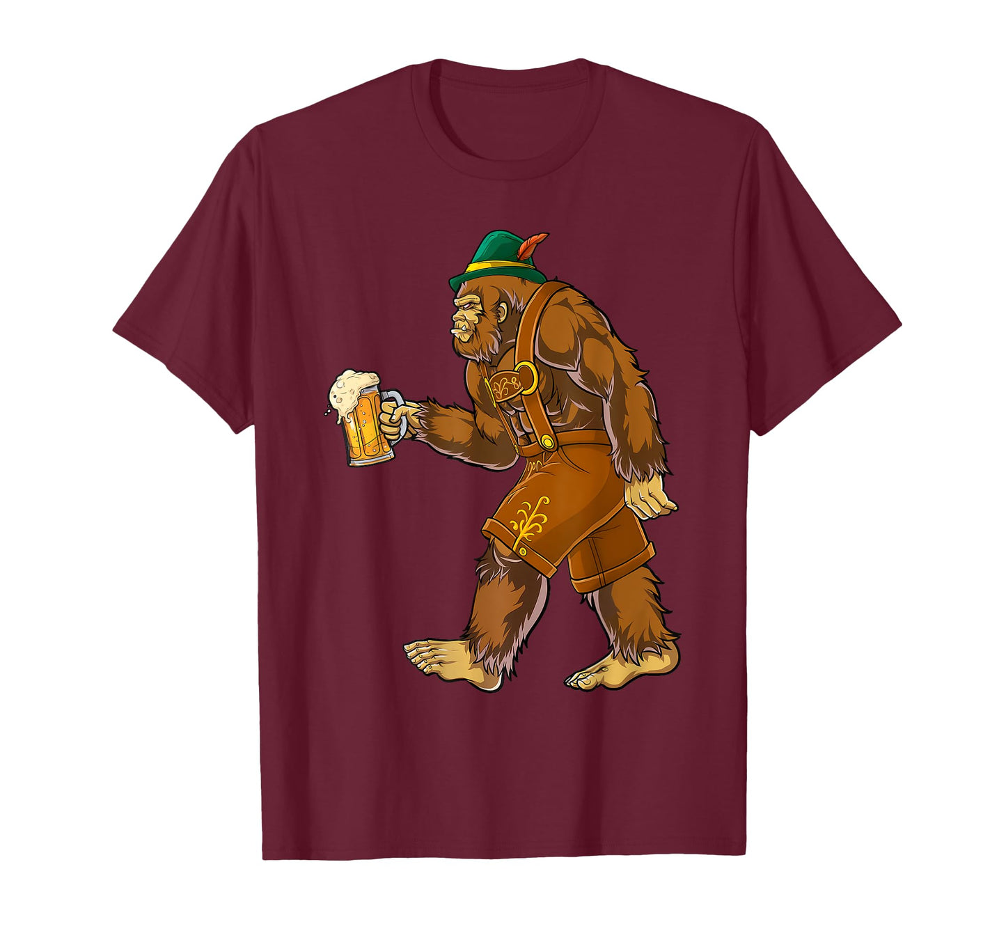 German Bigfoot Lederhosen Funny Oktoberfest Men Prost T-Shirt