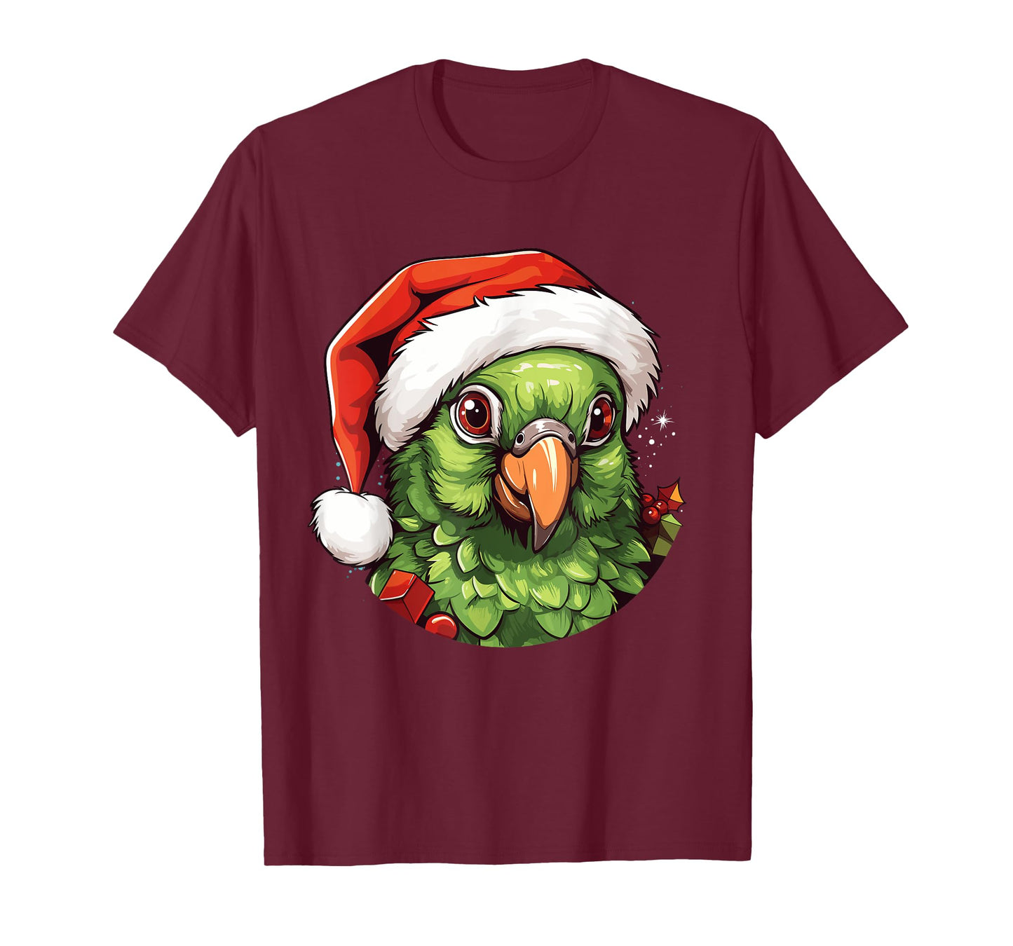 Funny Green Cheek Conure Santa Hat Christmas Parrot Bird T-Shirt