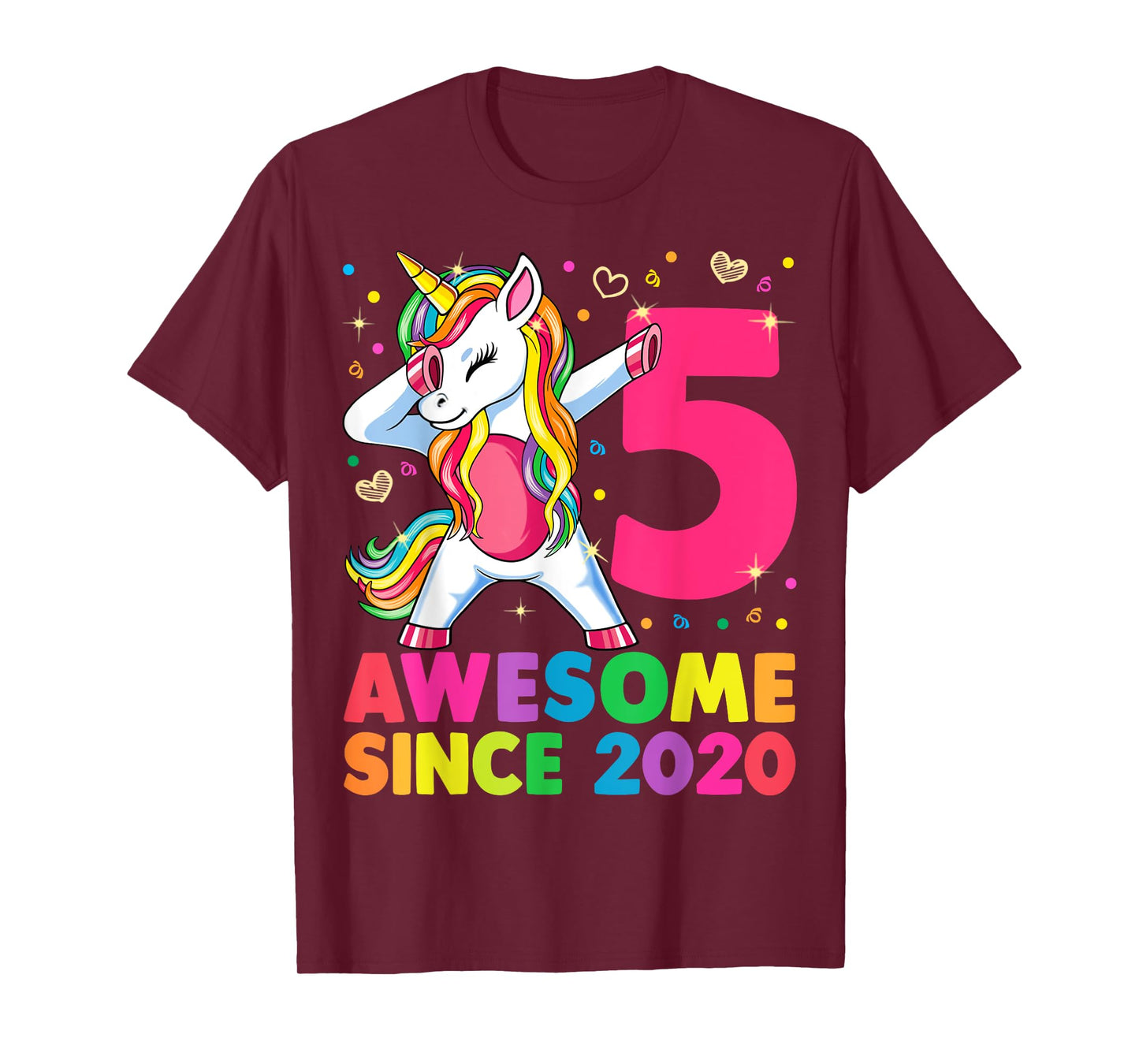 5 Years Old Unicorn Dabbing 5th Birthday Girl Unicorn Party T-Shirt