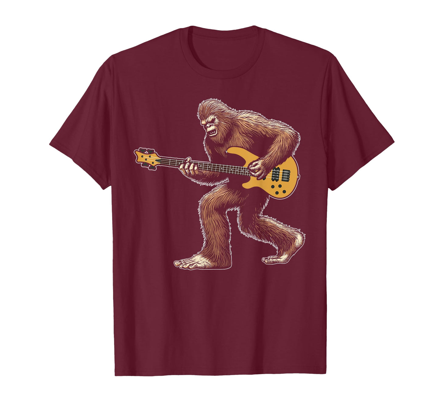Bigfoot playing bass guitar lovers for men women guitarist T-Shirt
