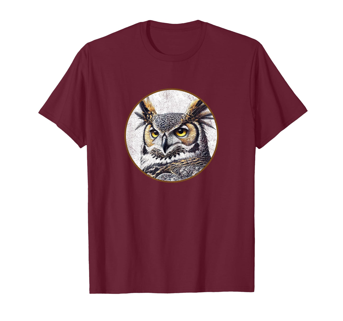 Colorful Retro Great Horned Owl Bird Design T-Shirt