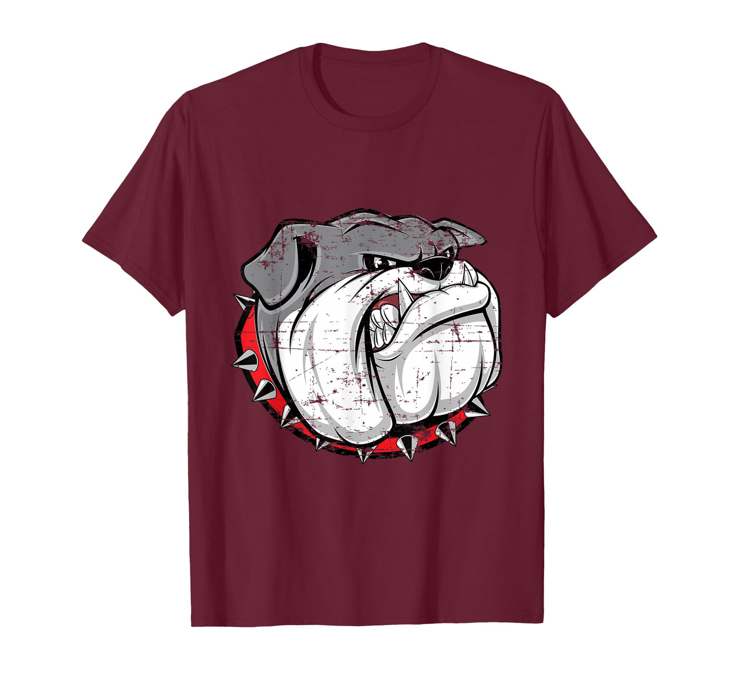 Bulldog Shirt Bully Breed Distressed Growling Spiked Collar T-Shirt for Men Women Kids