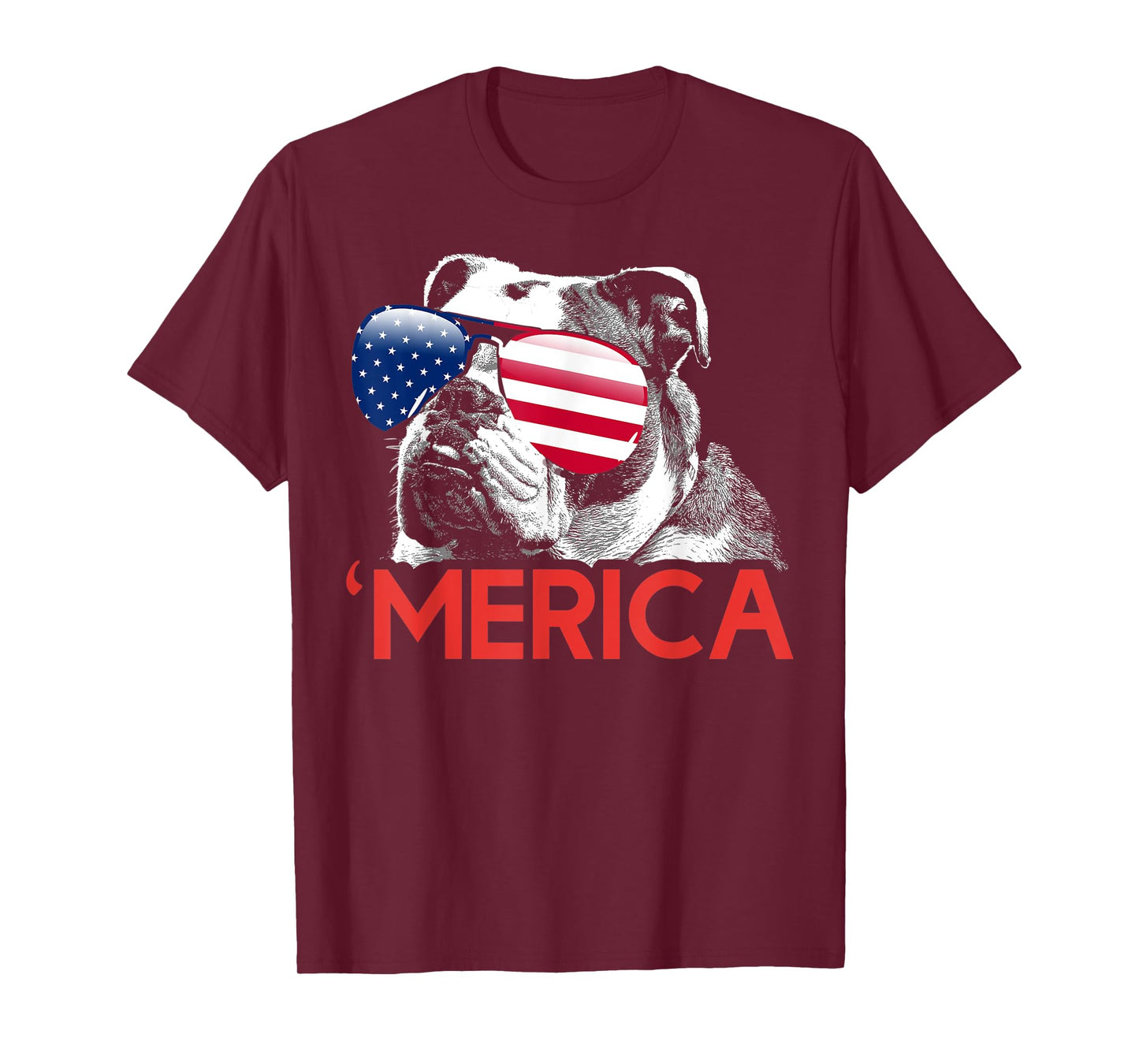 Merica Bulldog American Flag 4th of July T-Shirt