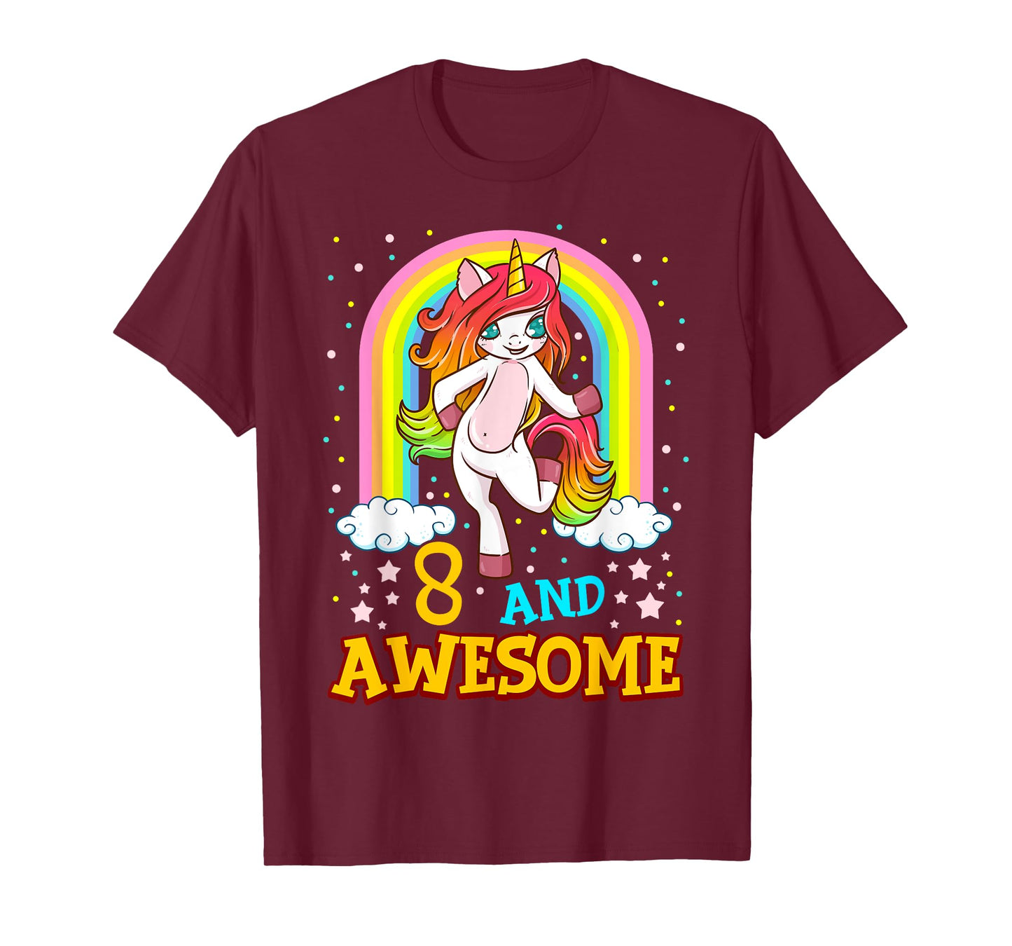 Girls 8th Birthday Unicorn T-Shirt Gift For 8 Year Old Party T-Shirt