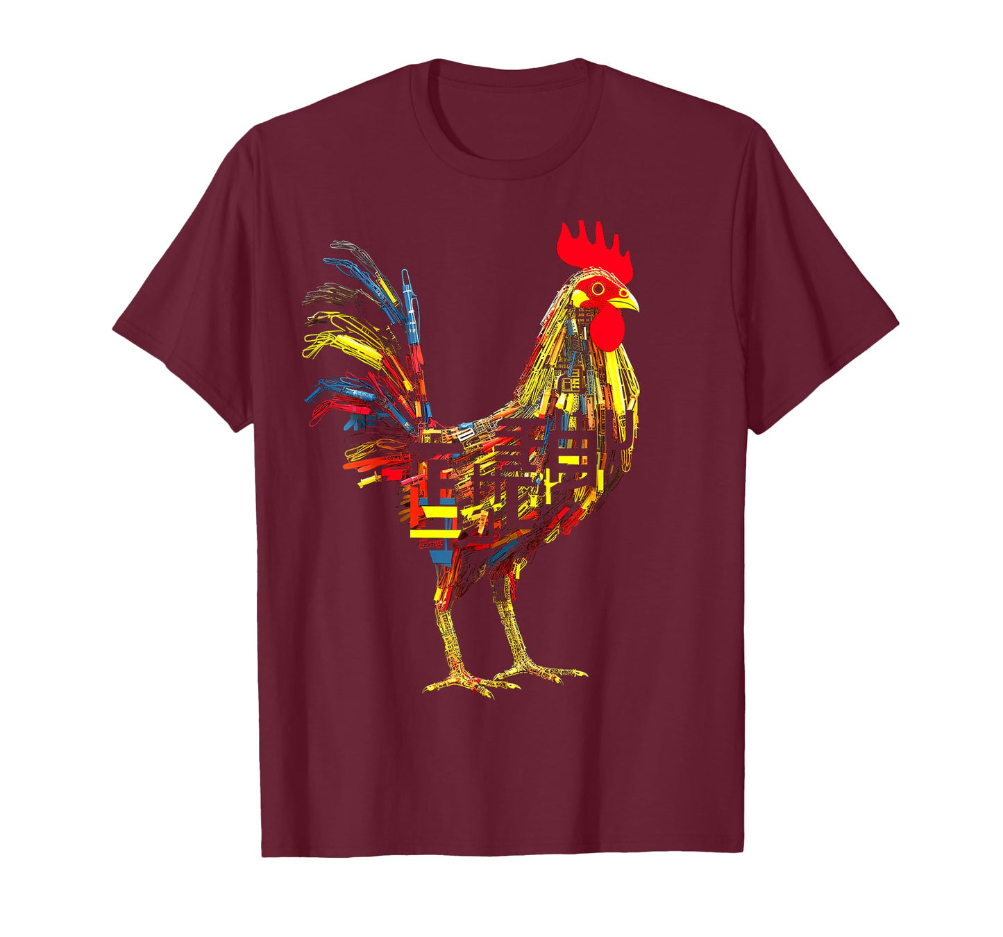 Chicken Text Abstract Animal Art Graphic Chicken T-Shirt