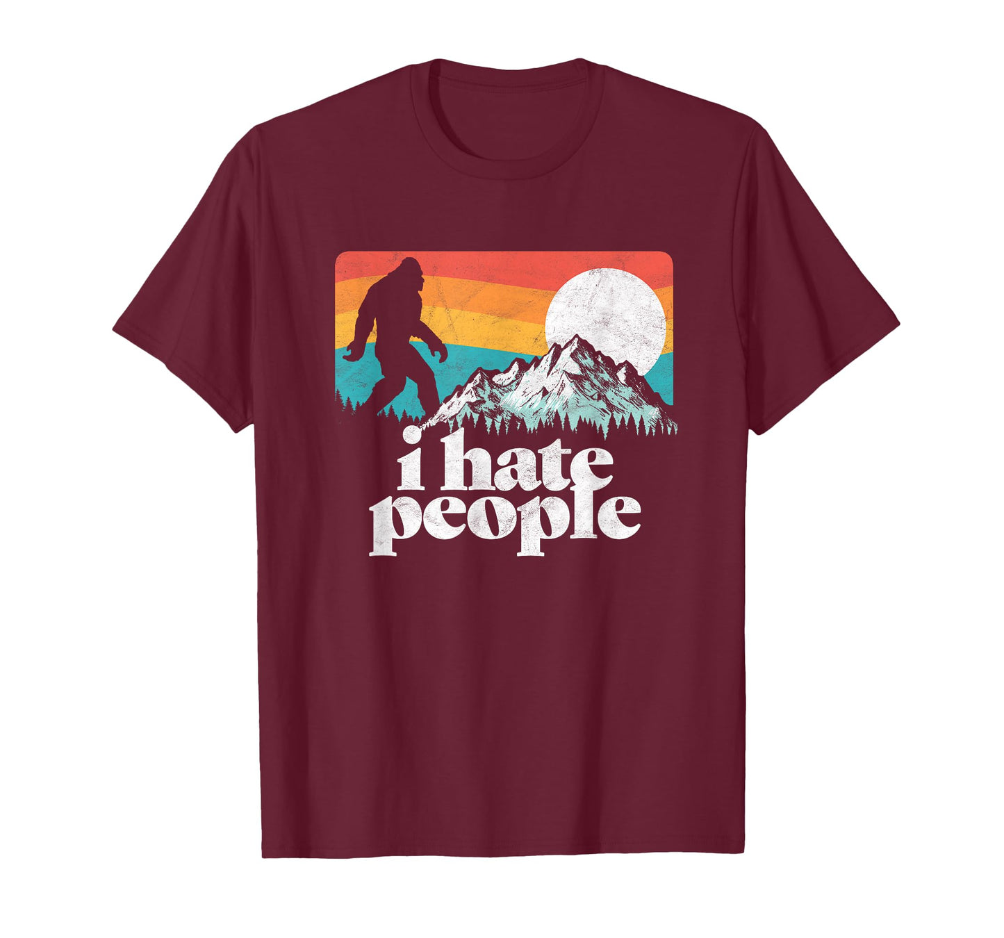 I Hate People! Funny Bigfoot Mountains Retro T-Shirt