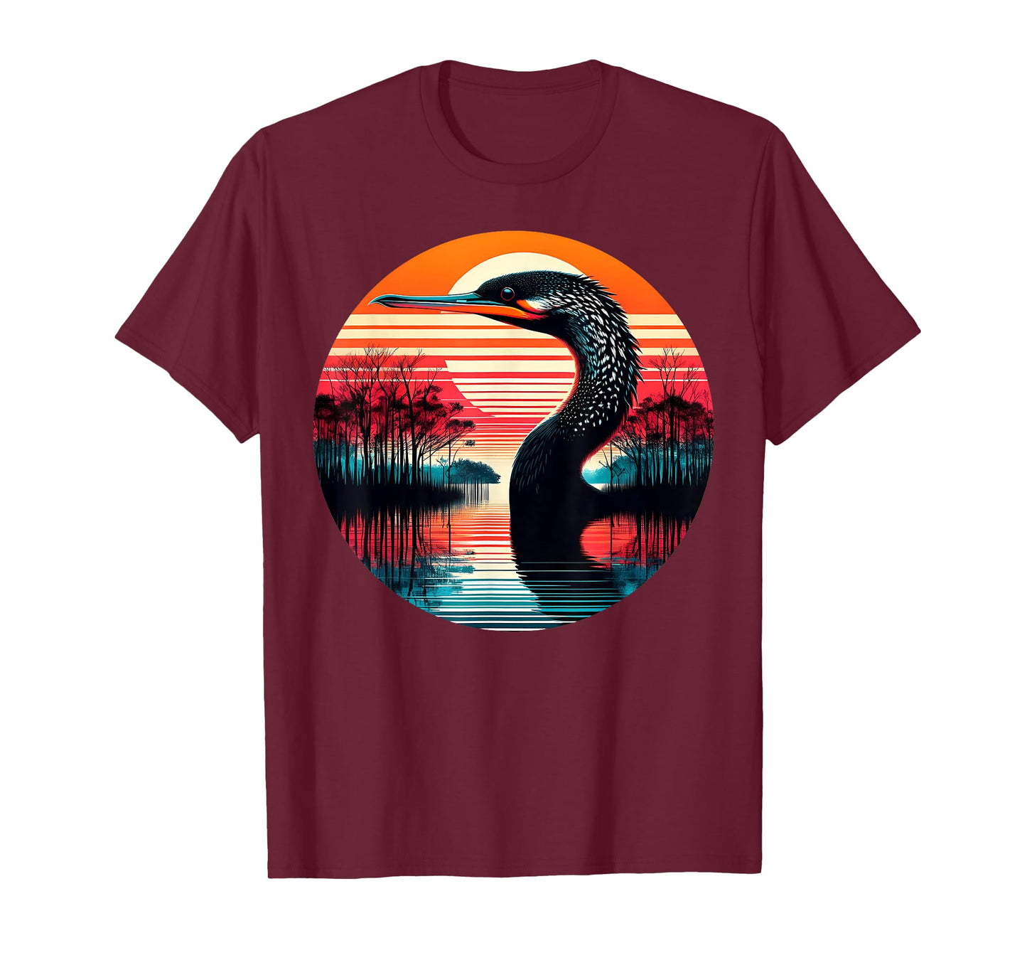 Anhinga Bird Sunset Retro Style Safari Vintage 70s T-Shirt