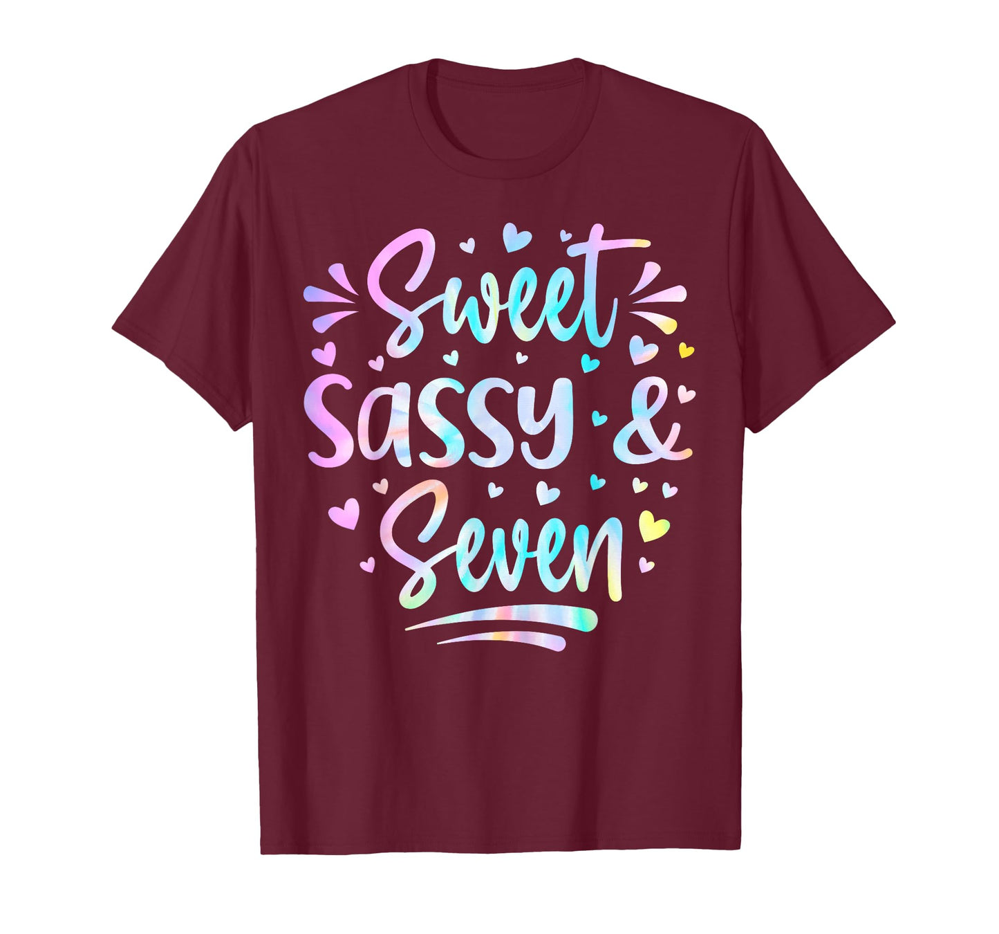 Sweet Sassy and Seven Girls Birthday Tie Dye 7 Year Old Kids T-Shirt