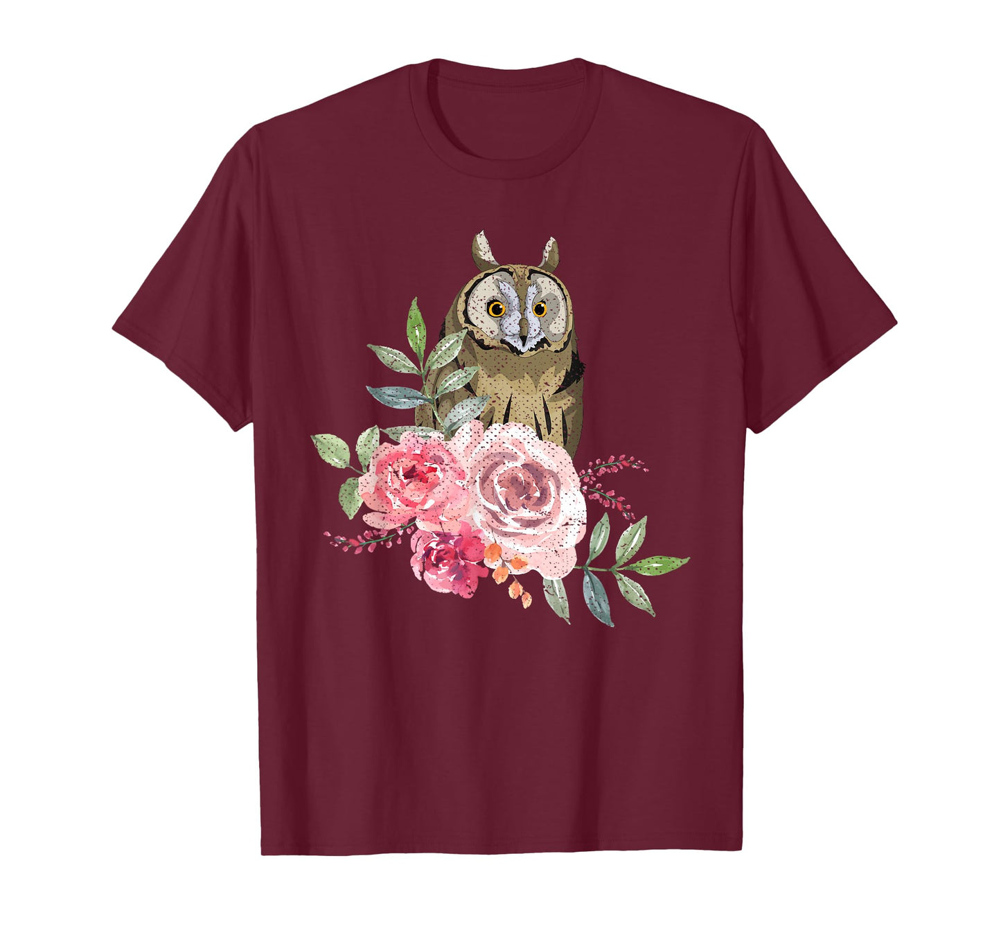 Owl Lover Flower Roses Wise Bird Animal Vintage Owl T-Shirt