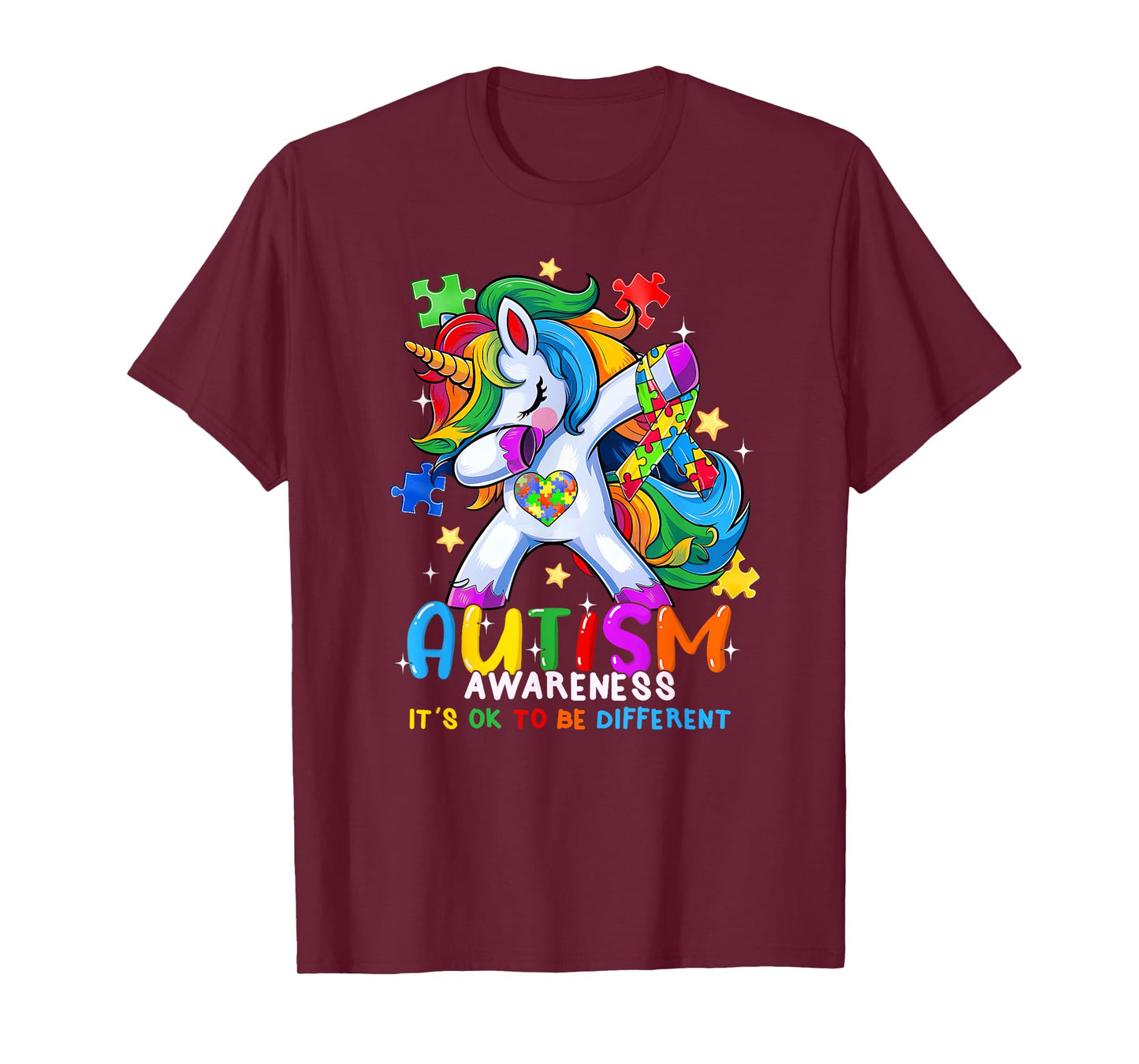Autism Awareness OK To Be Different Dabbing Unicorn Women T-Shirt