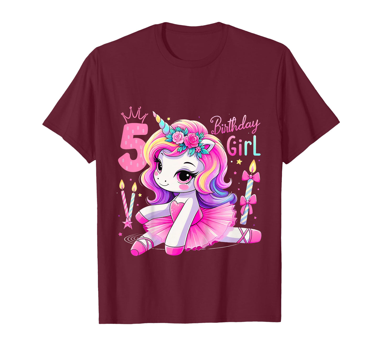 5th Birthday Girl Unicorn Ballet Five 5 Year Old Ballerina T-Shirt