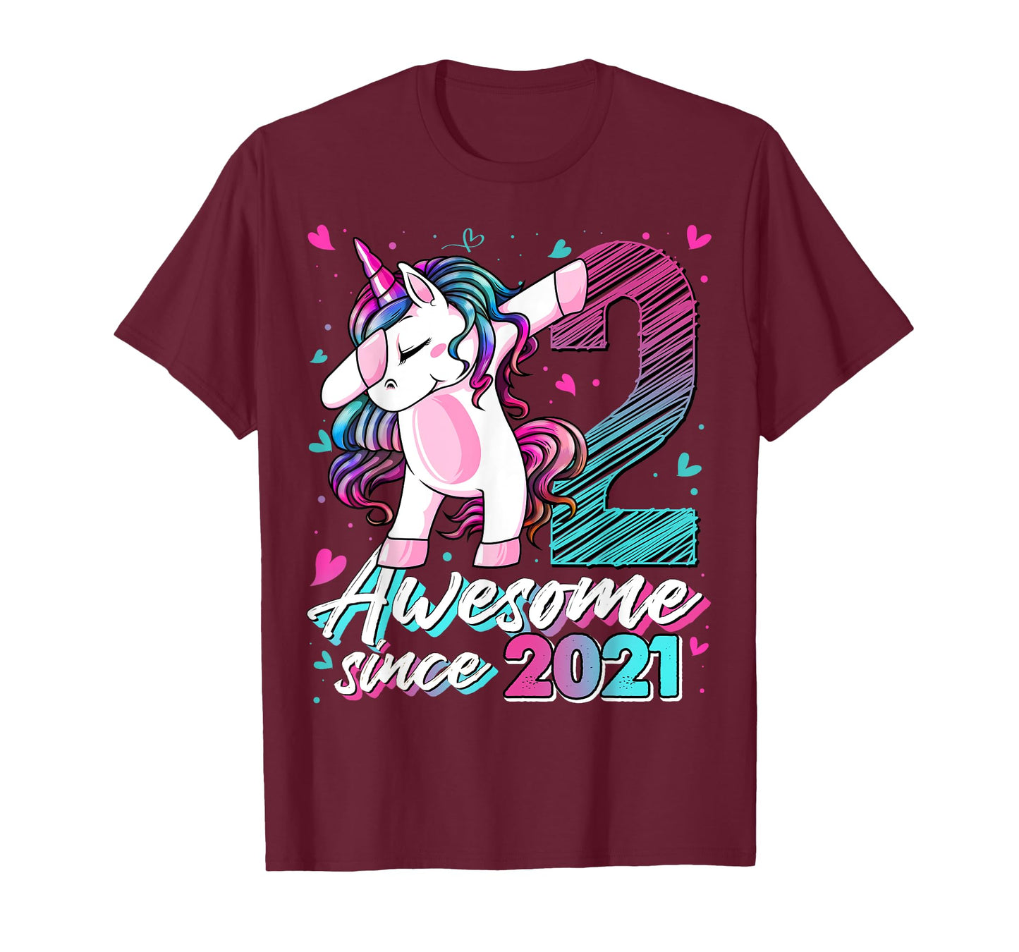 2 Years Old Dabbing Unicorn Gifts 2nd Birthday Girl Party T-Shirt