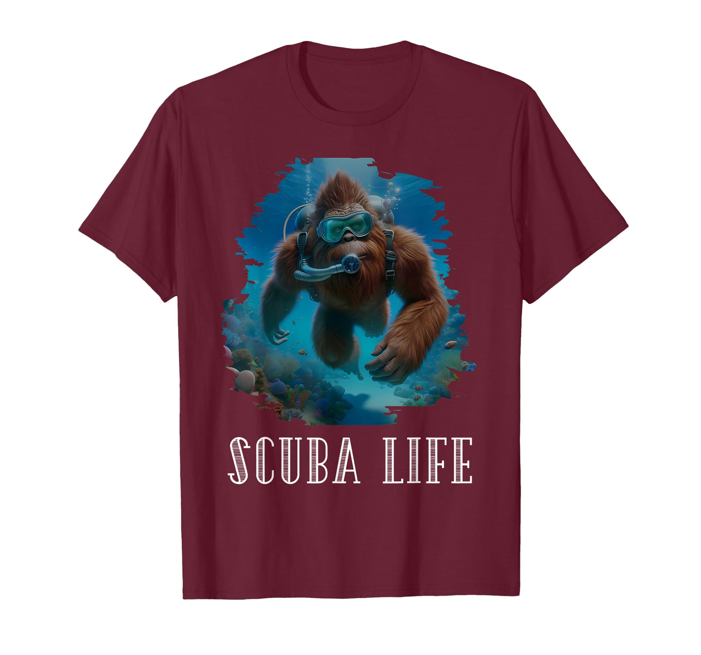 Funny Bigfoot Scuba Diving Scuba Diver Sasquatch Hawaiian T-Shirt