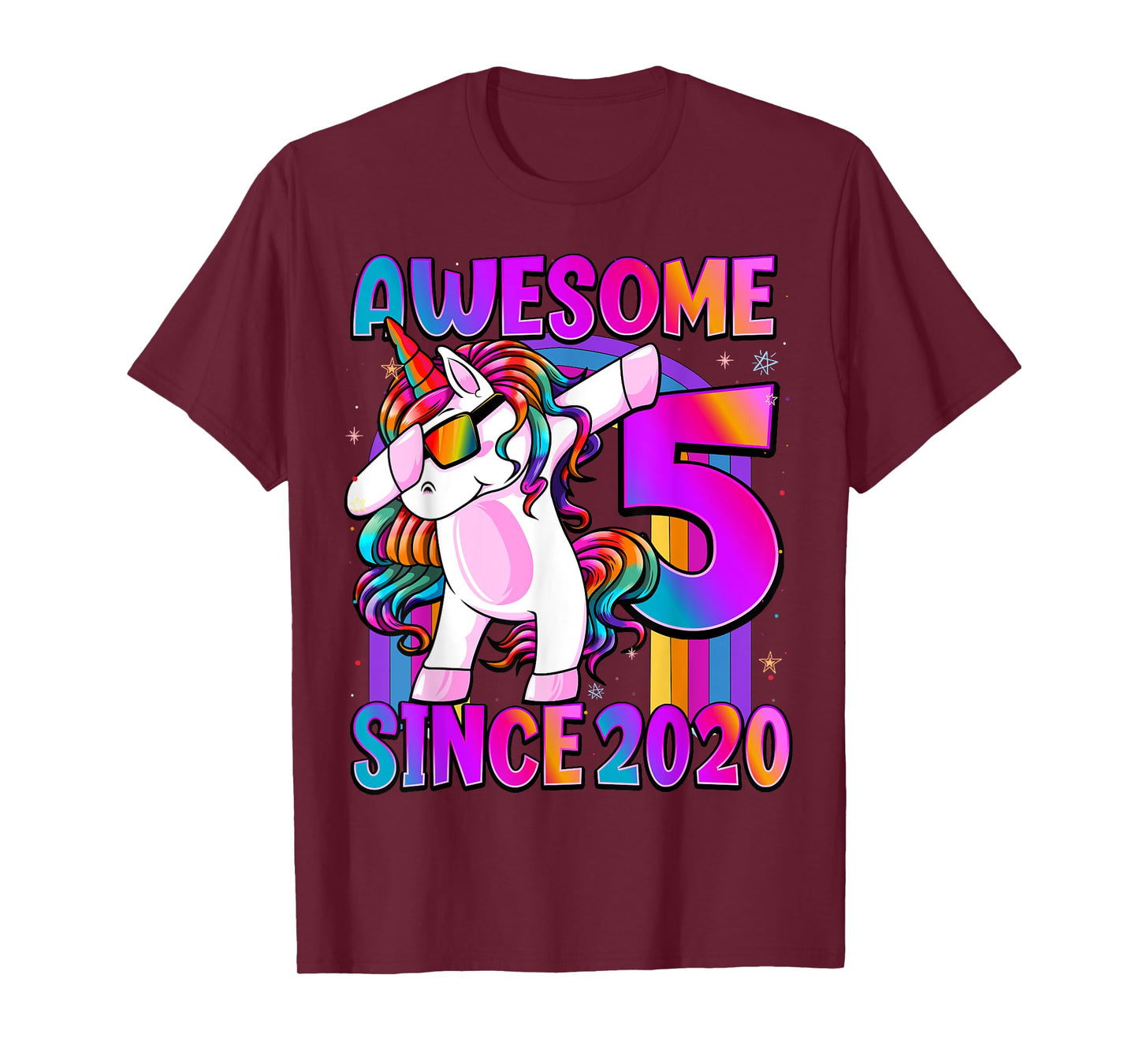 Dabbing Unicorn 5 Year Old 5th Birthday Girl Unicorn Party T-Shirt