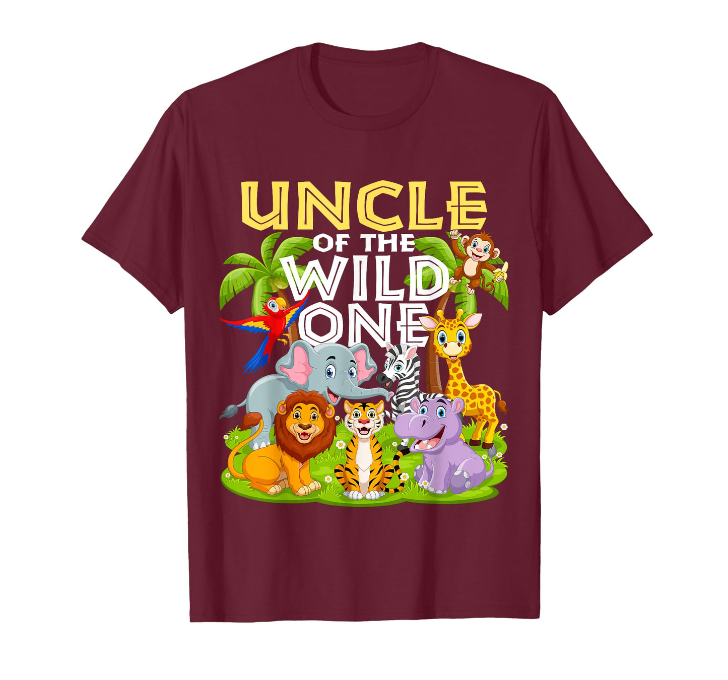 Uncle Of The Wild One 1st Birthday Zoo Animal Safari Jungle T-Shirt