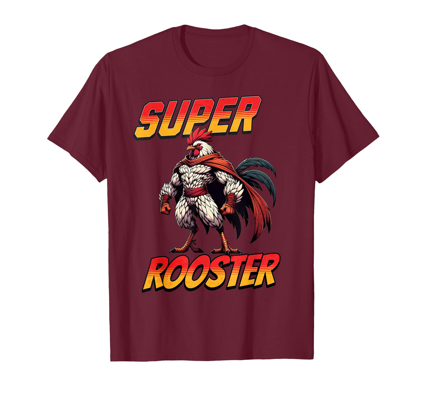 Super Rooster Hero Brave Chicken Daddy Funny Farm Design T-Shirt