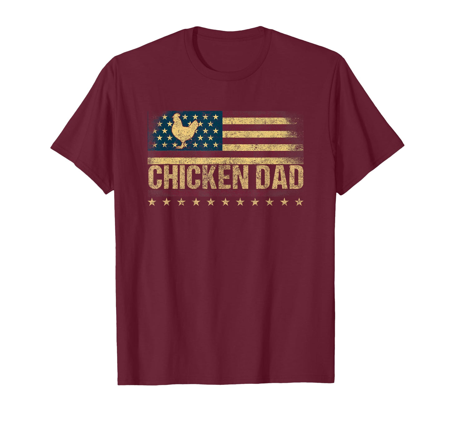 Vintage USA Flag Chicken Dad Stars T-Shirt