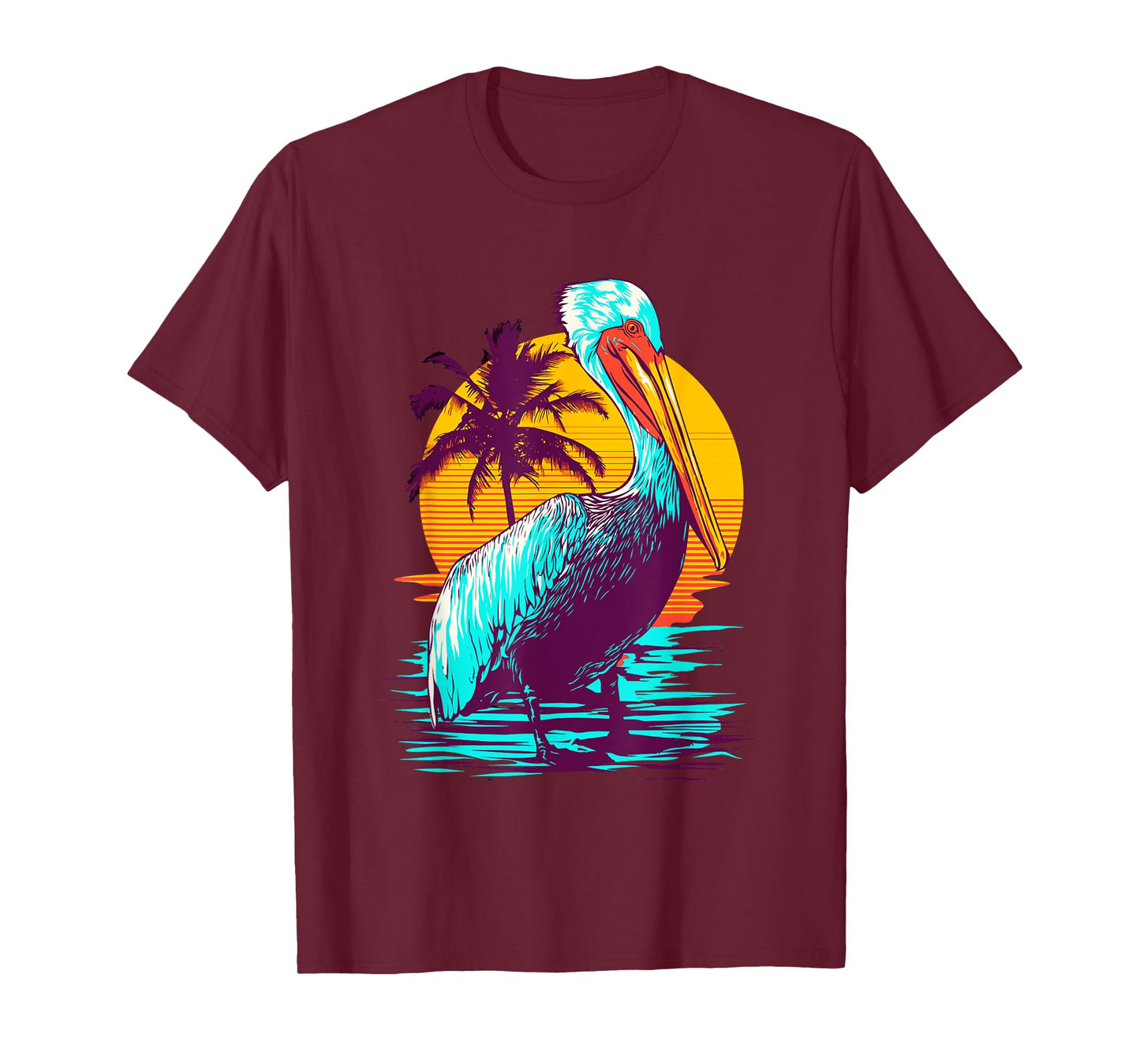 Bird Wildlife Animal Beautiful Nature Vintage Tropical Animal Print Pelican Graphic Tee T-Shirt - Black, Small, Unisex, Classic Fit, Short Sleeve, Cotton 60% Polyester 40%