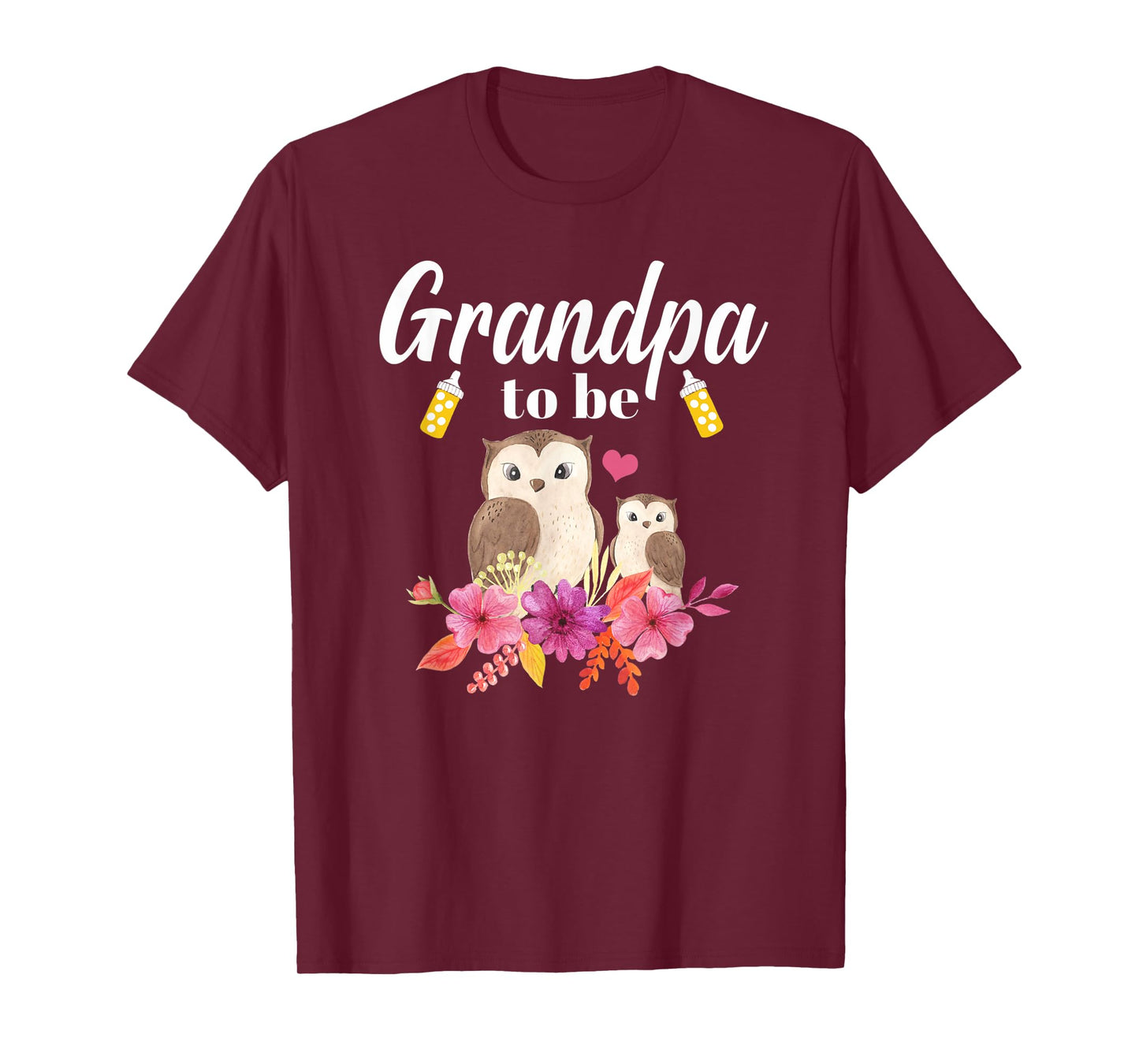 Mens Grandpa To Be Owl Baby Shower T-Shirt