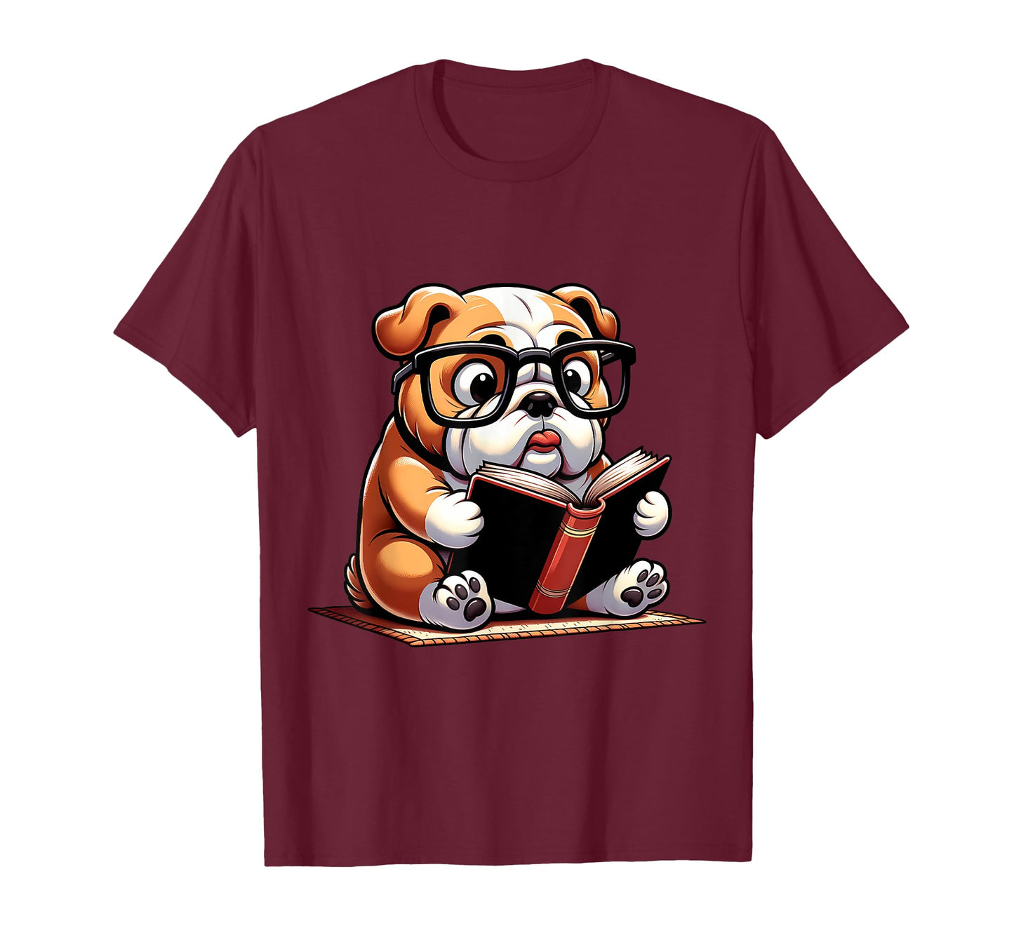 English Bulldog Reading a Book Dog T-Shirt for Men Women Girls Kids
