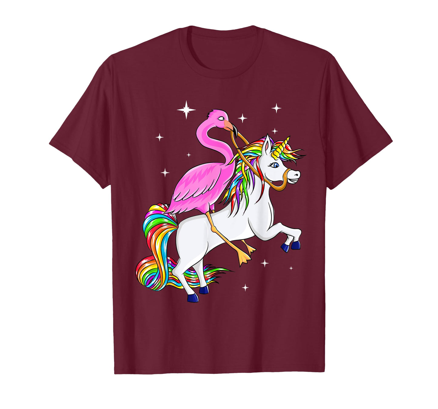 Flamingo Riding Unicorn Pink Flamingo Gift Kids Women T-Shirt