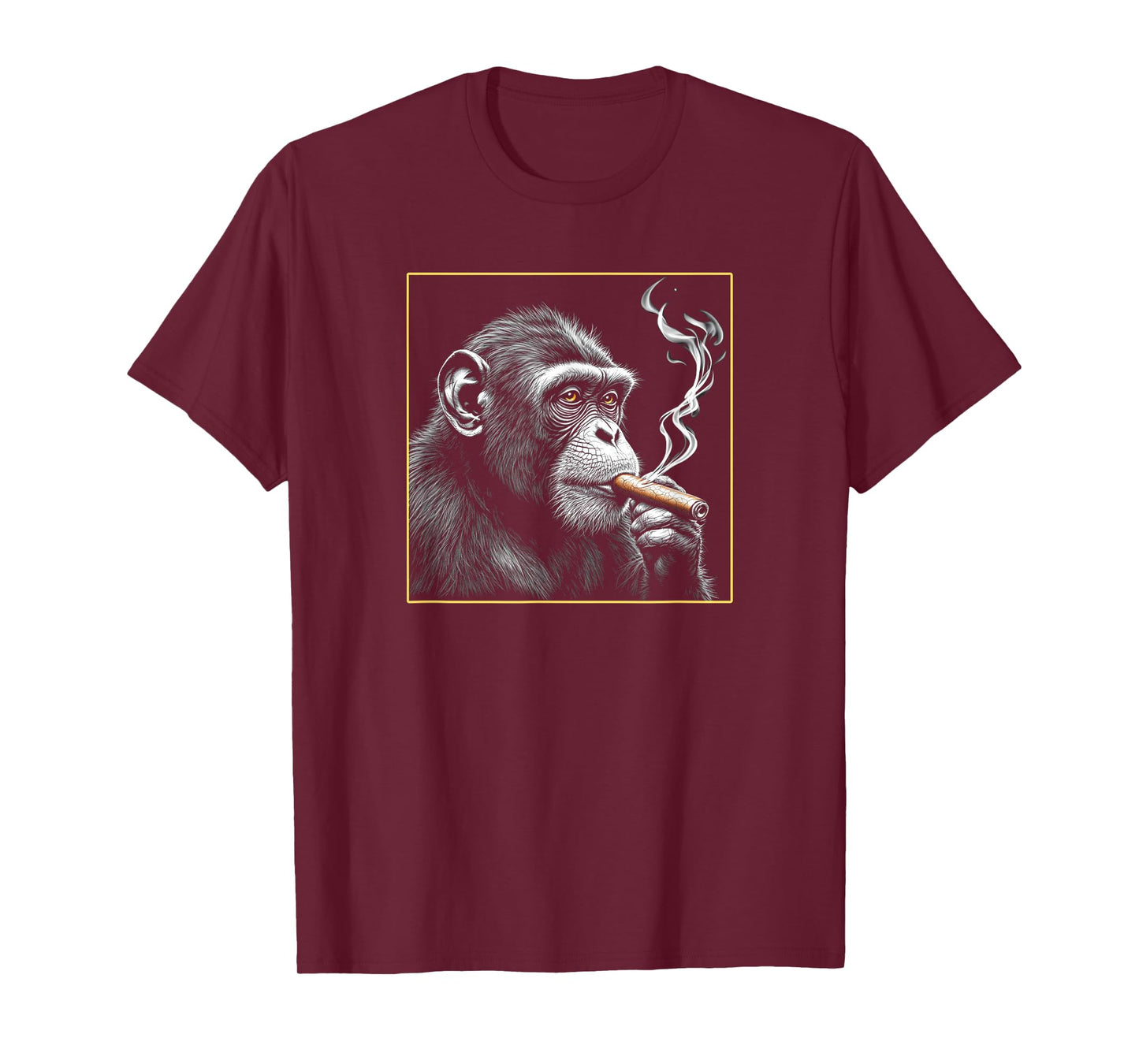 Monkey Smoking a Cigar, Funny Zoo Ape Animal Art Graphic T-Shirt