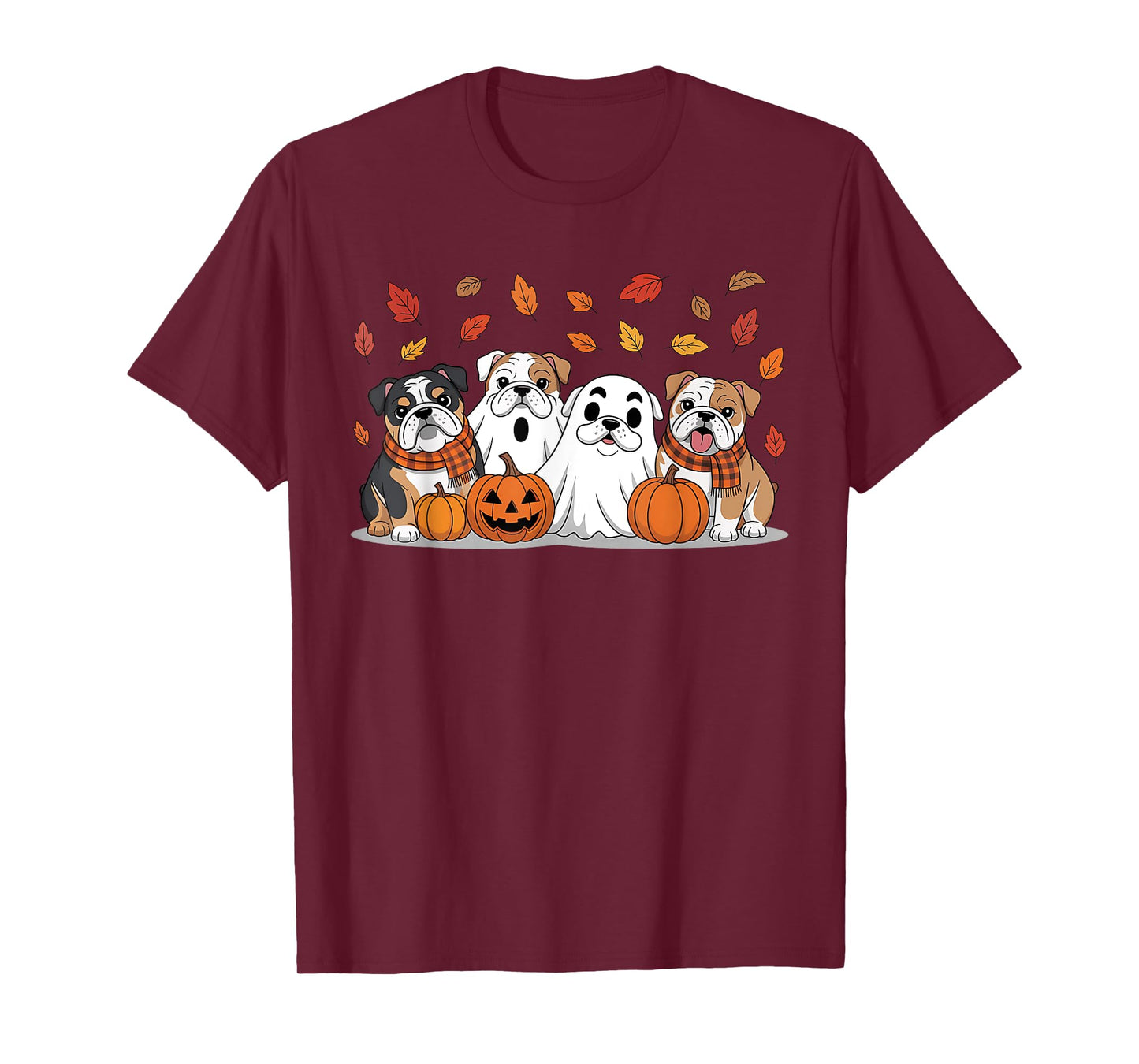 English Bulldog Ghost Fall Autumn Thanksgiving Halloween T-Shirt
